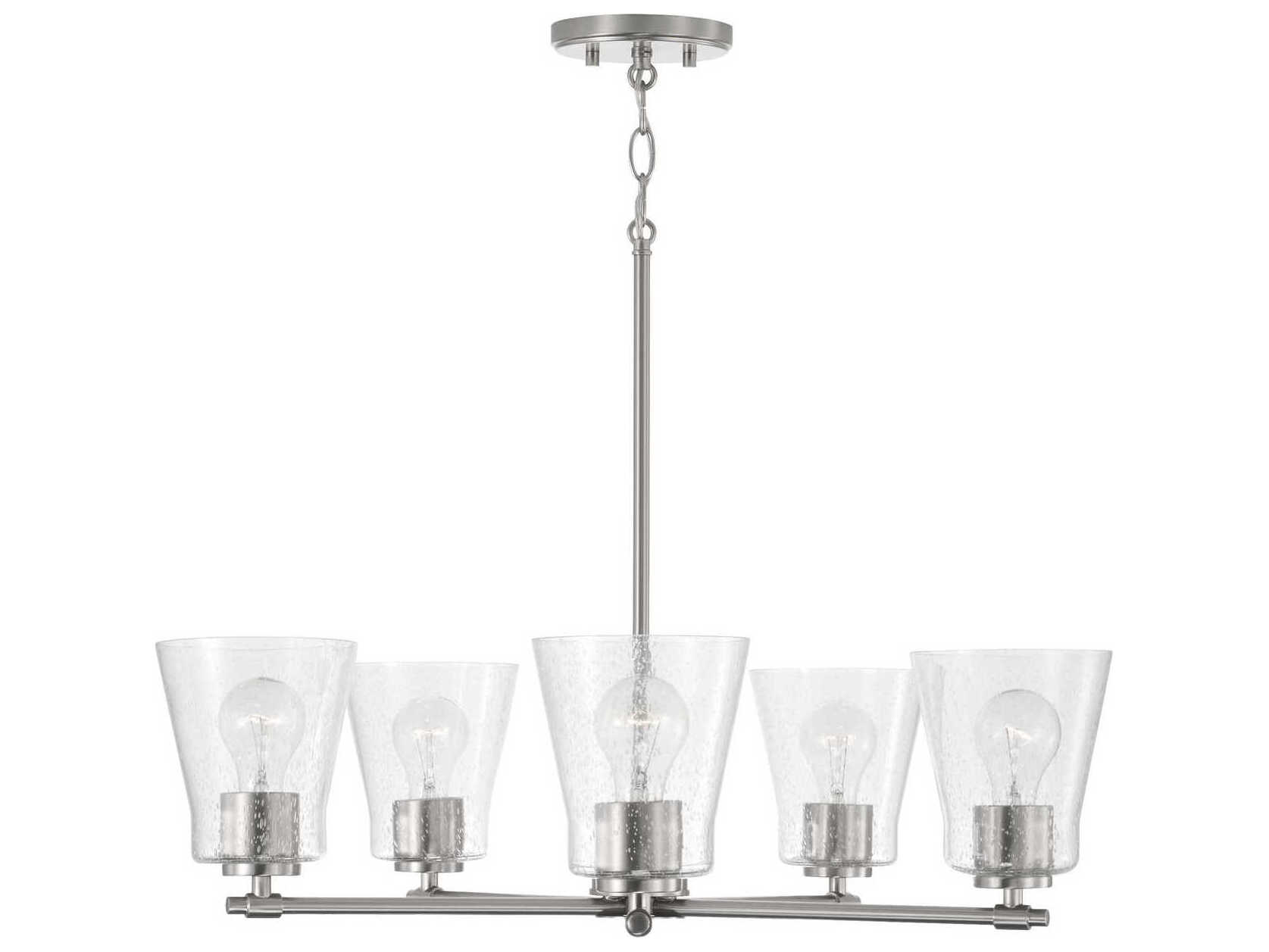 Capital Lighting Baker 5-Light Brushed Nickel Glass Chandelier