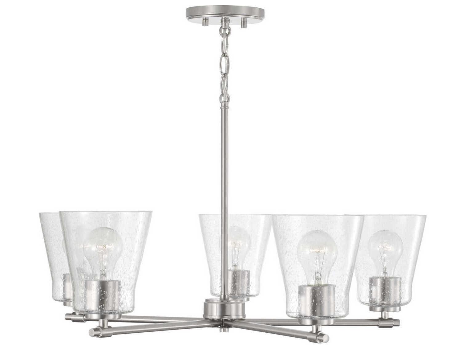 Capital Lighting Baker 5-Light Brushed Nickel Glass Chandelier