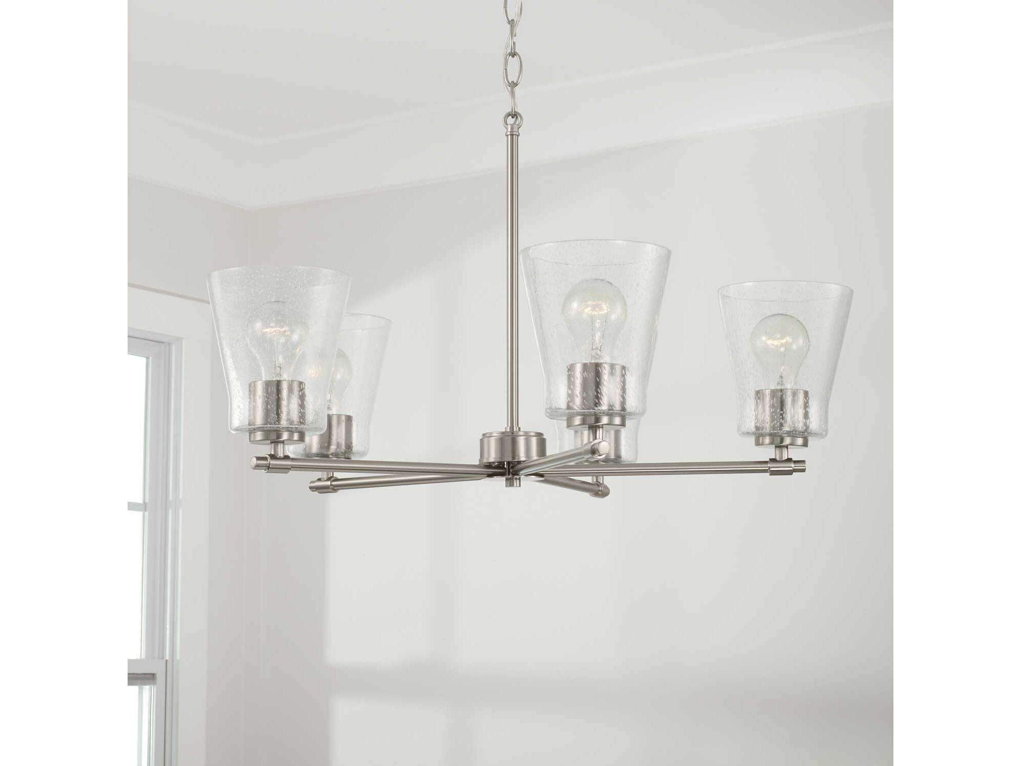 Capital Lighting Baker 5-Light Brushed Nickel Glass Chandelier