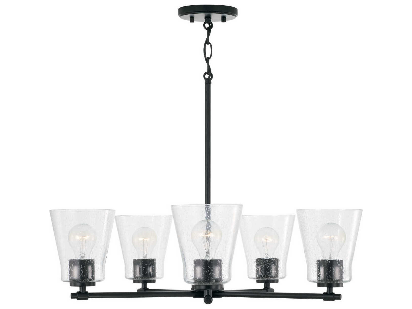 Capital Lighting Baker 5-Light Matte Black Glass Chandelier
