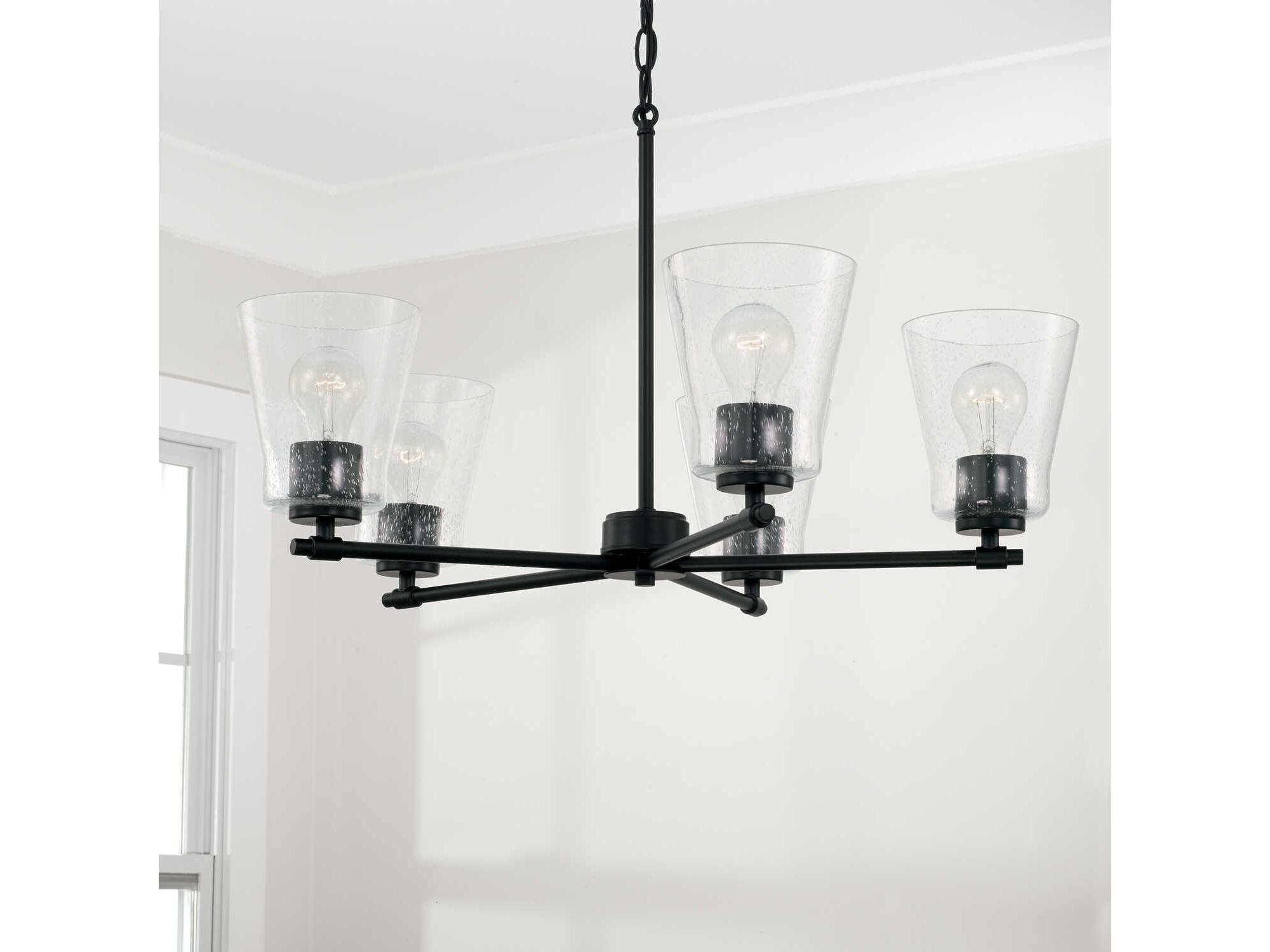 Capital Lighting Baker 5-Light Matte Black Glass Chandelier