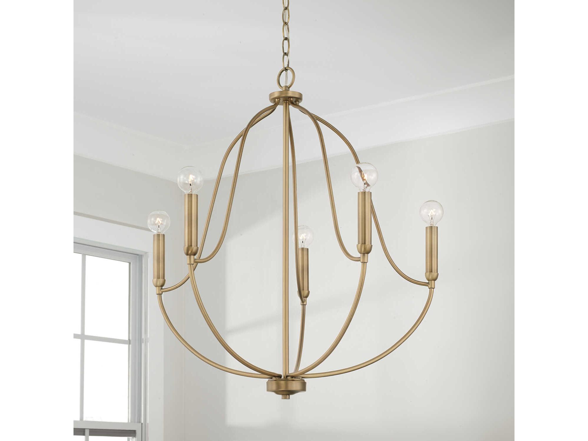 Capital Lighting Madison 5-Light Aged Brass Candelabra Chandelier