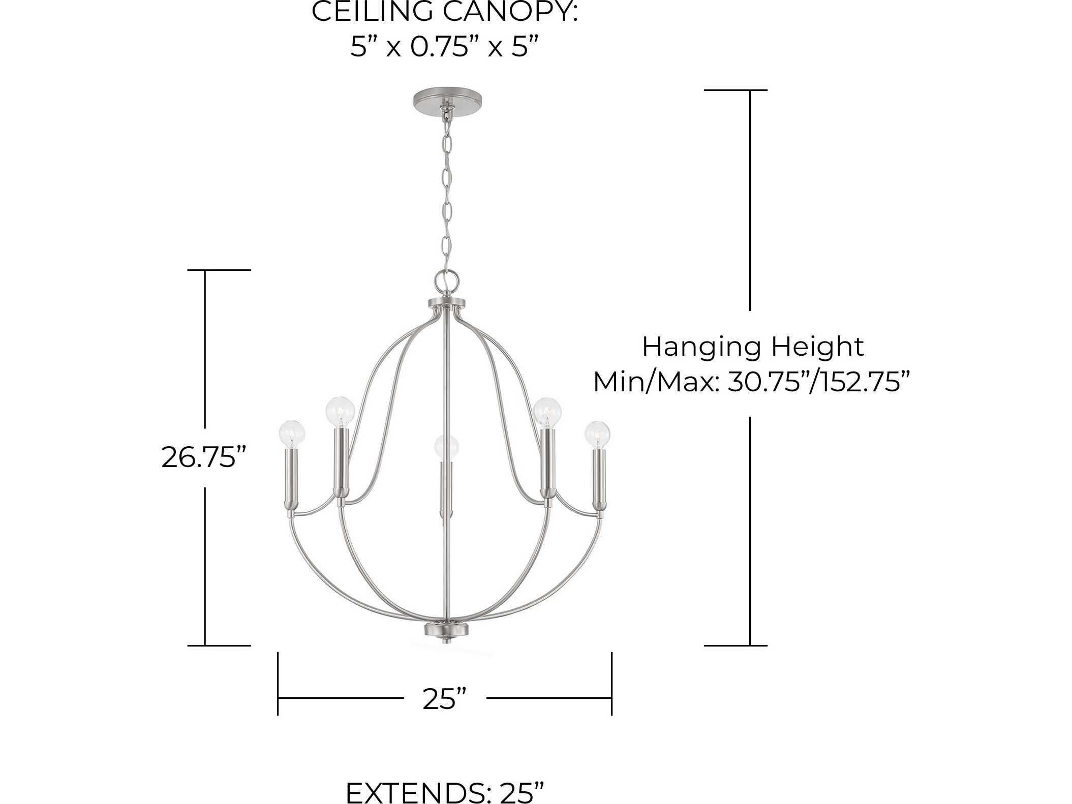 Capital Lighting Madison 5-Light Brushed Nickel Candelabra Chandelier