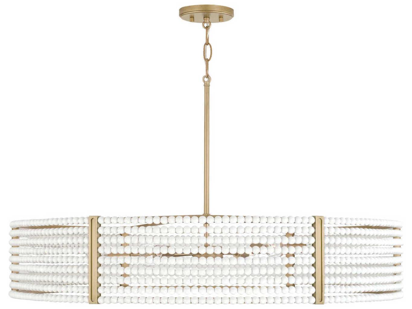 Capital Lighting Brynn 6-Light Aged Brass Painted White Round Chandelier