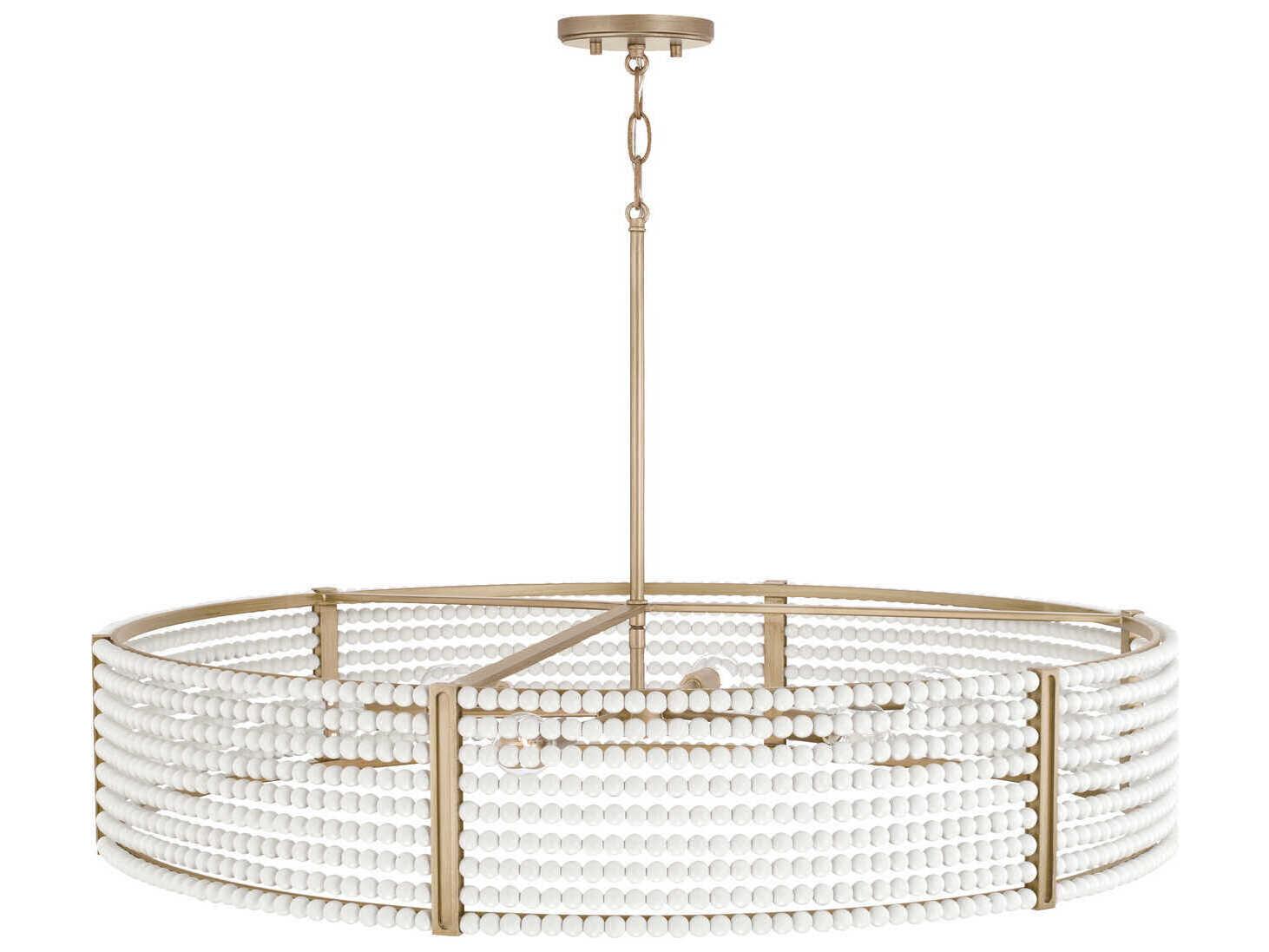 Capital Lighting Brynn 6-Light Aged Brass Painted White Round Chandelier
