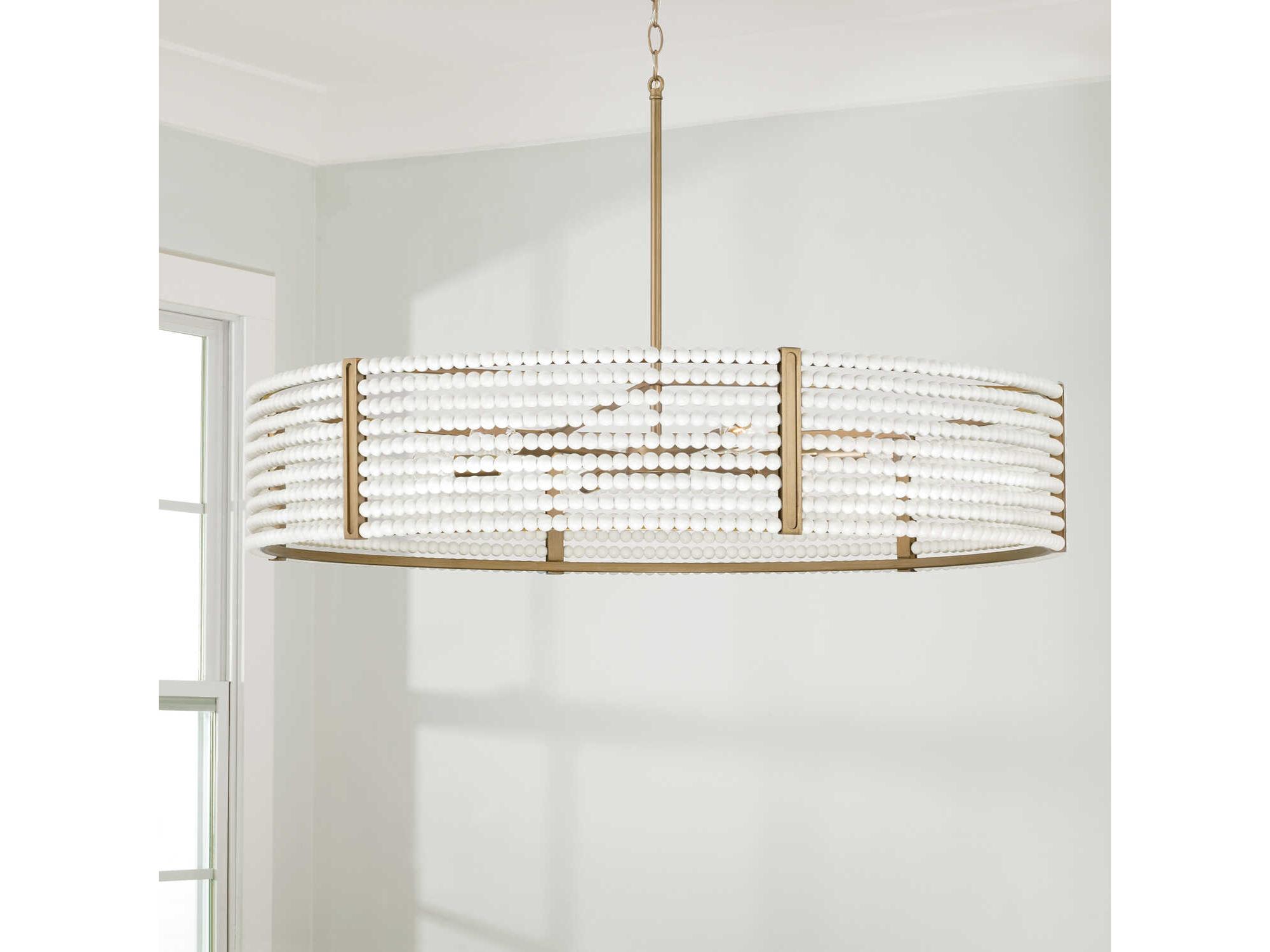 Capital Lighting Brynn 6-Light Aged Brass Painted White Round Chandelier