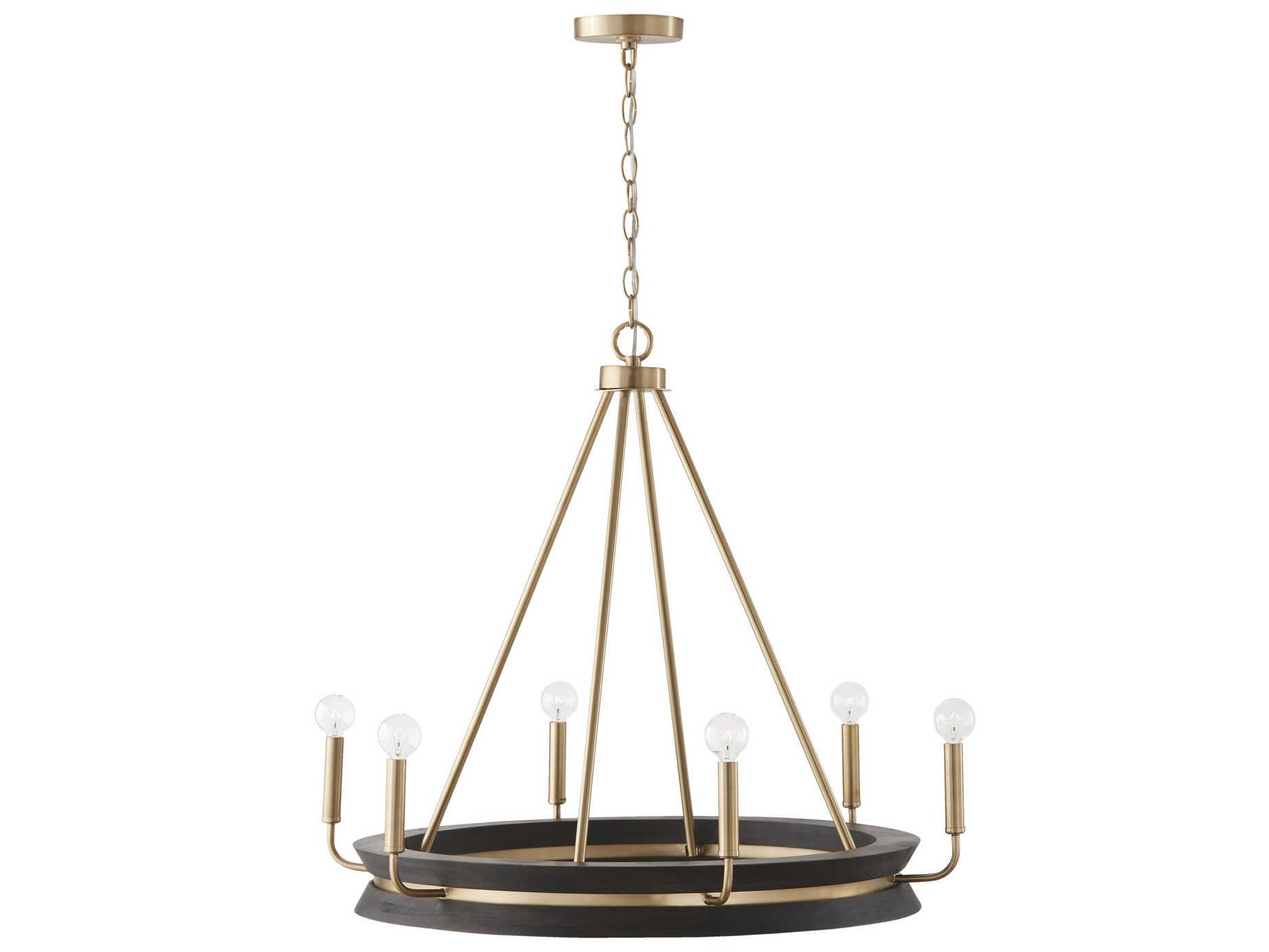 Capital Lighting Finn 6-Light Black Stain Matte Brass Candelabra Chandelier