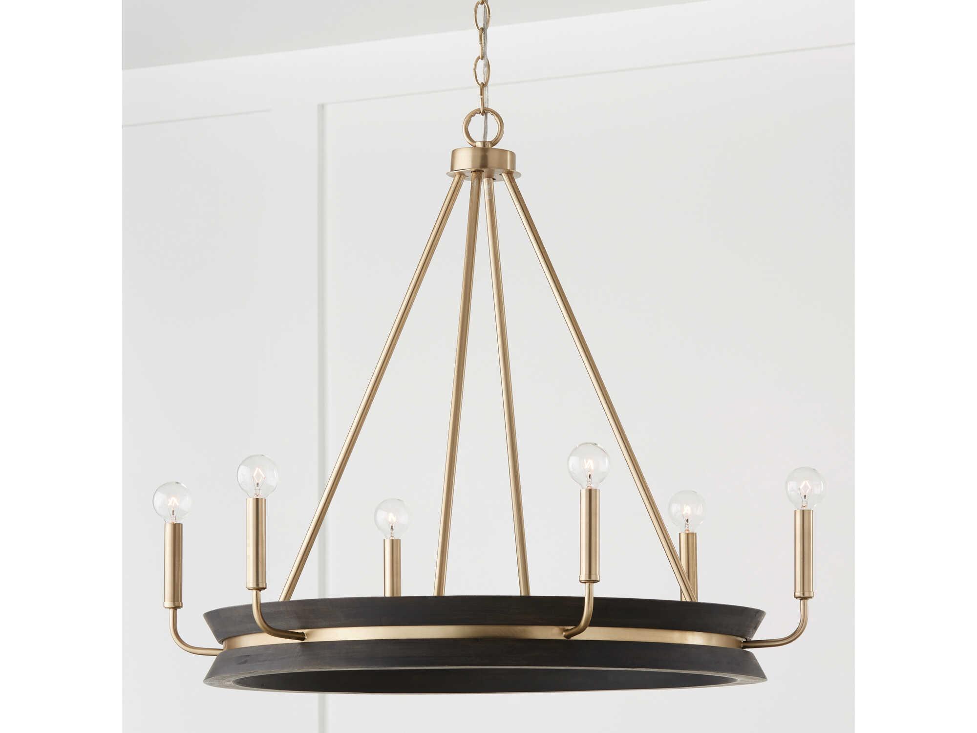 Capital Lighting Finn 6-Light Black Stain Matte Brass Candelabra Chandelier