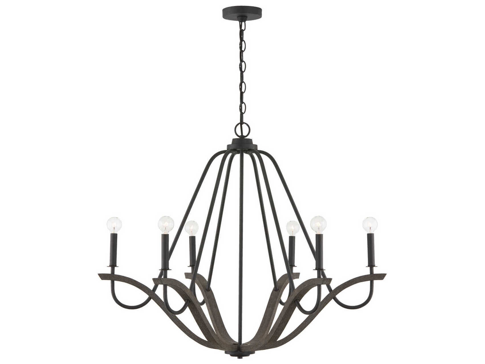 Capital Lighting Clive 6-Light Carbon Grey Black Iron Candelabra Chandelier