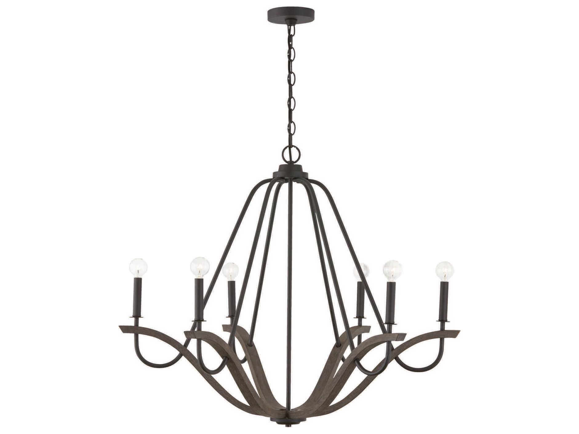 Capital Lighting Clive 6-Light Carbon Grey Black Iron Candelabra Chandelier