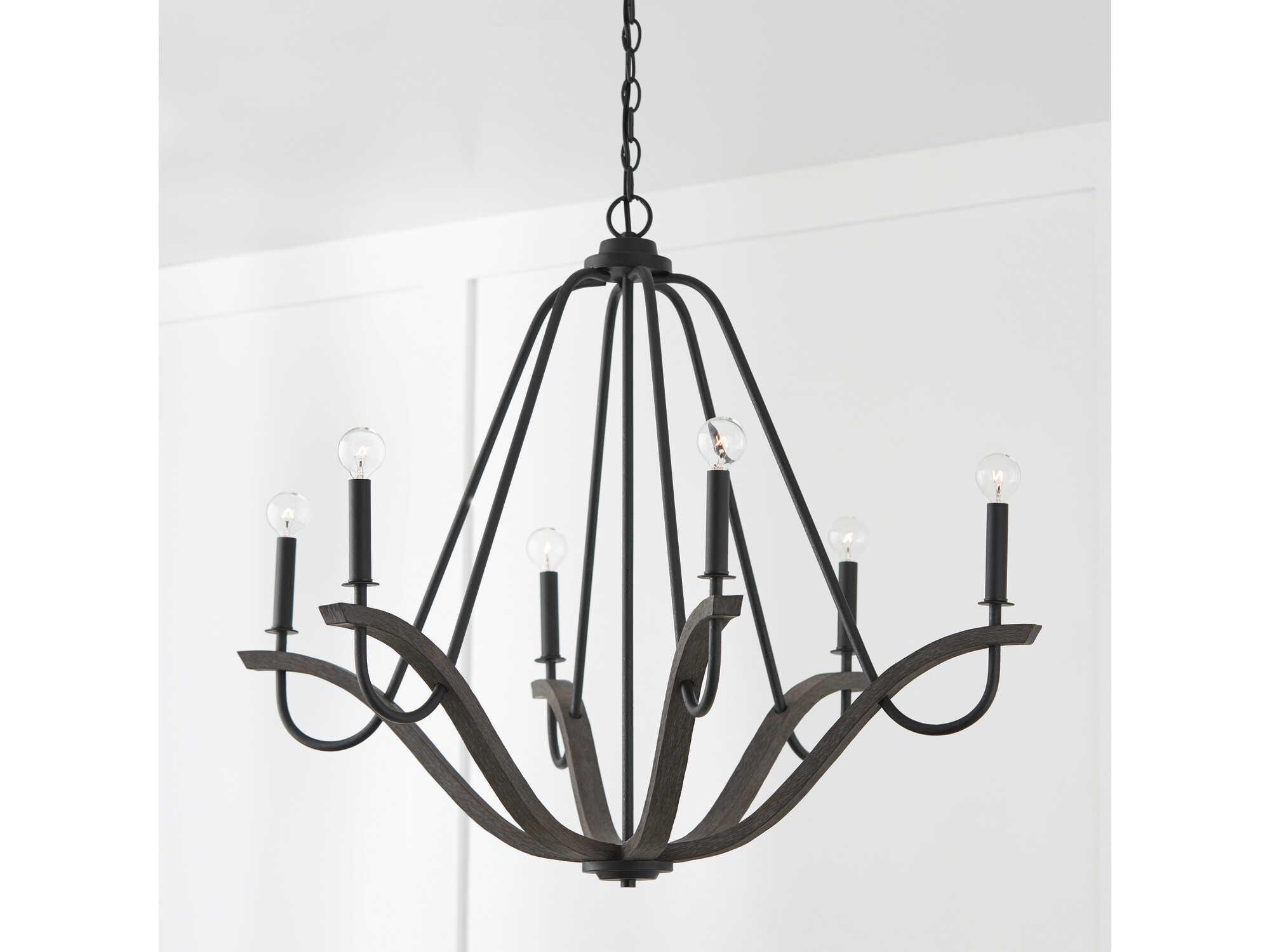 Capital Lighting Clive 6-Light Carbon Grey Black Iron Candelabra Chandelier