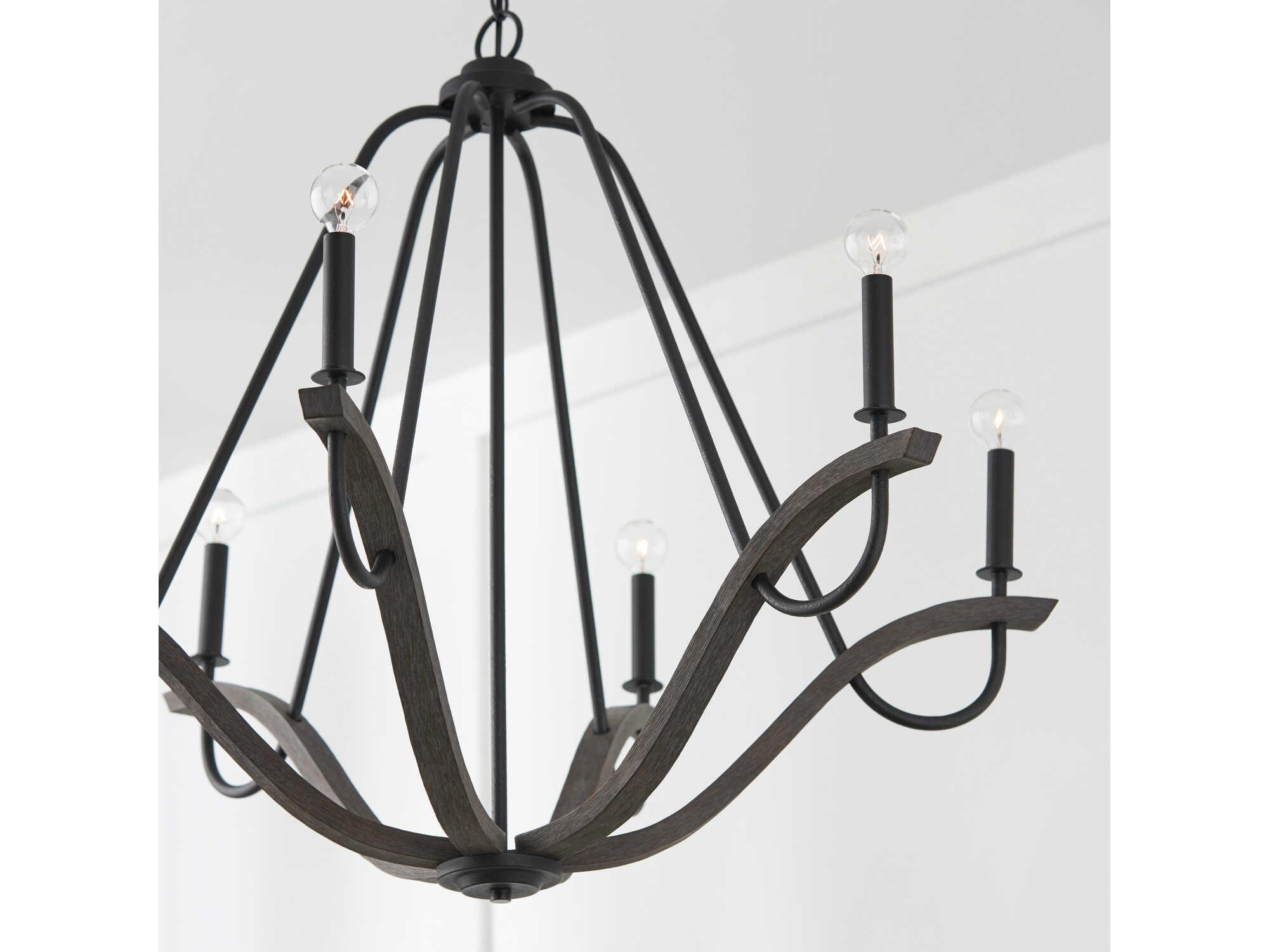 Capital Lighting Clive 6-Light Carbon Grey Black Iron Candelabra Chandelier