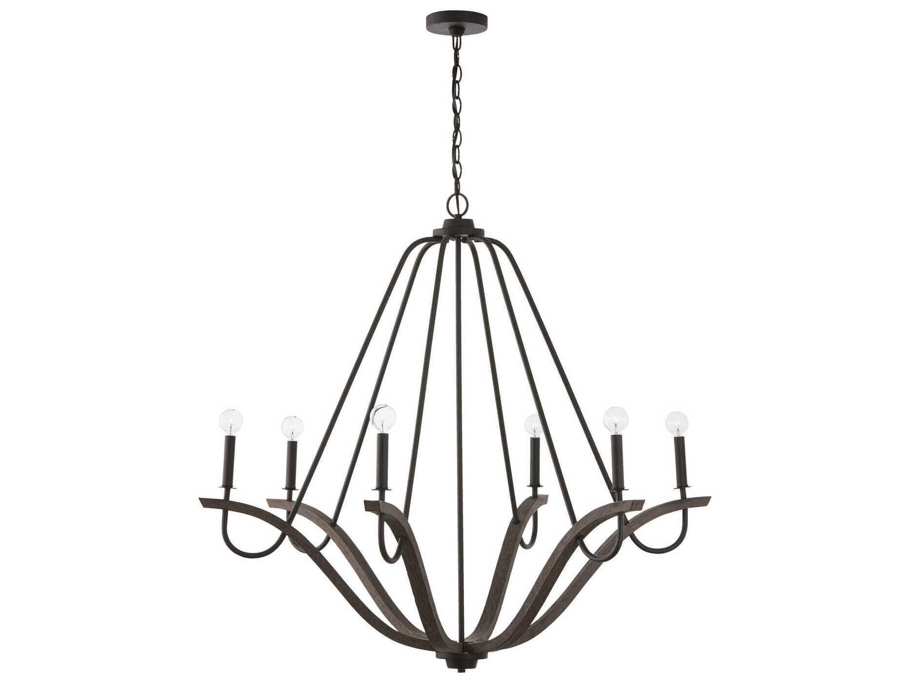 Capital Lighting Clive 6-Light Carbon Grey Black Iron Candelabra Chandelier