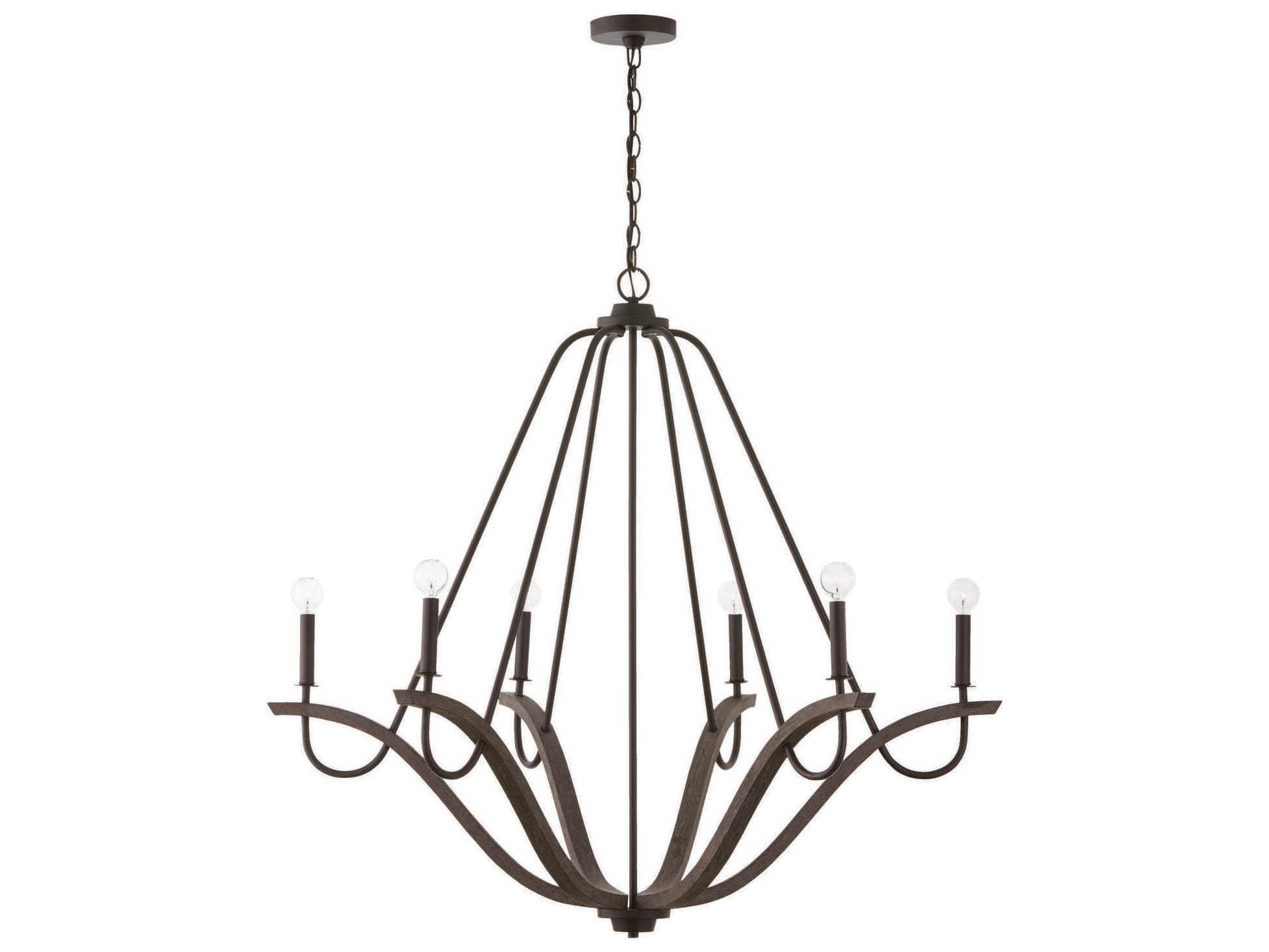 Capital Lighting Clive 6-Light Carbon Grey Black Iron Candelabra Chandelier