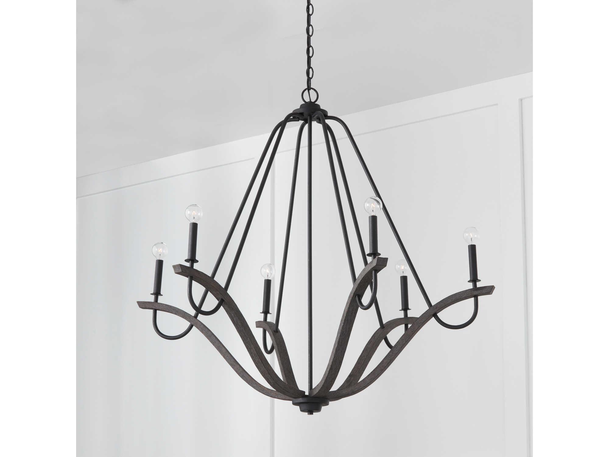 Capital Lighting Clive 6-Light Carbon Grey Black Iron Candelabra Chandelier