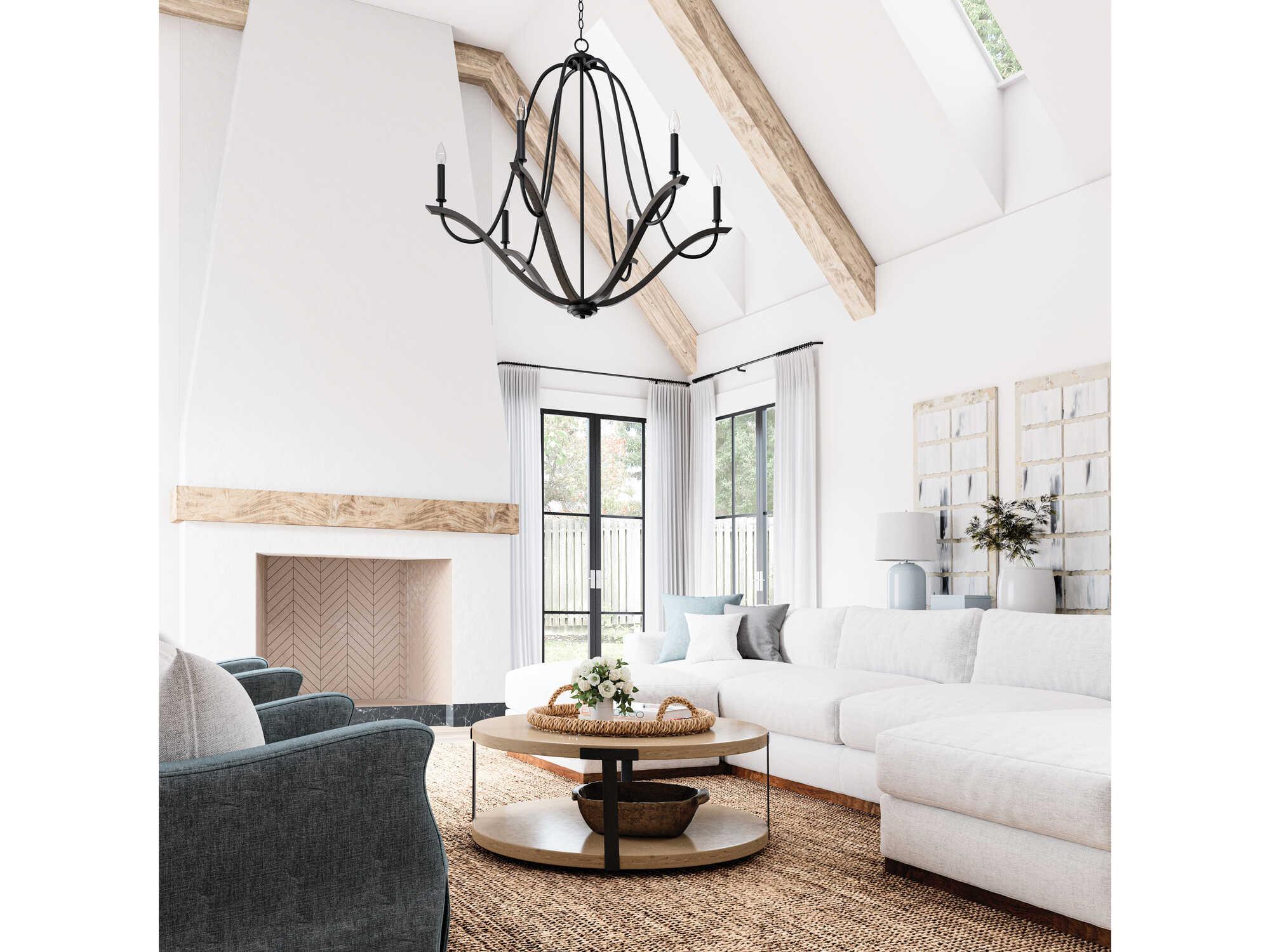 Capital Lighting Clive 6-Light Carbon Grey Black Iron Candelabra Chandelier