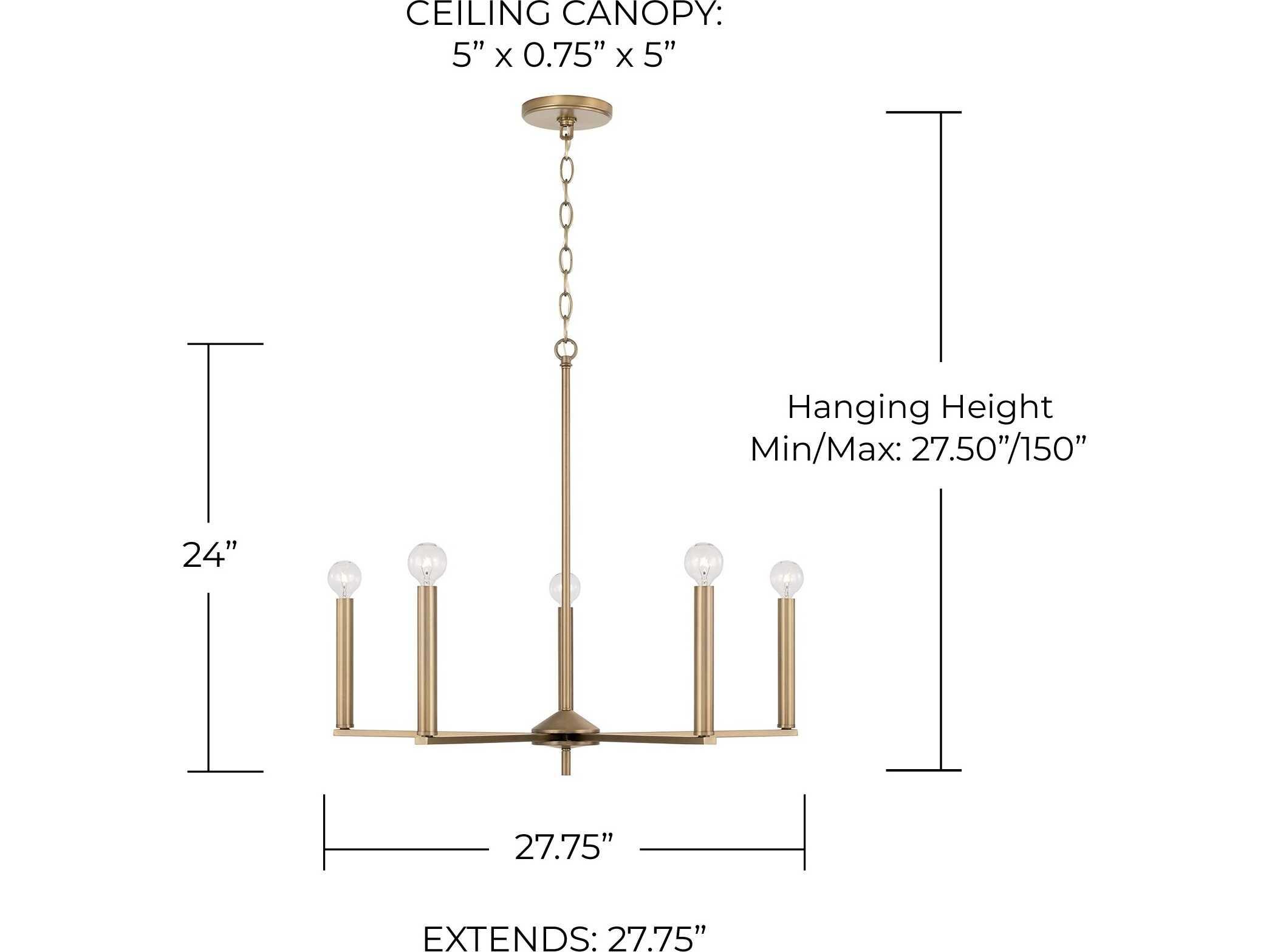 Capital Lighting Portman 5-Light Aged Brass Candelabra Chandelier