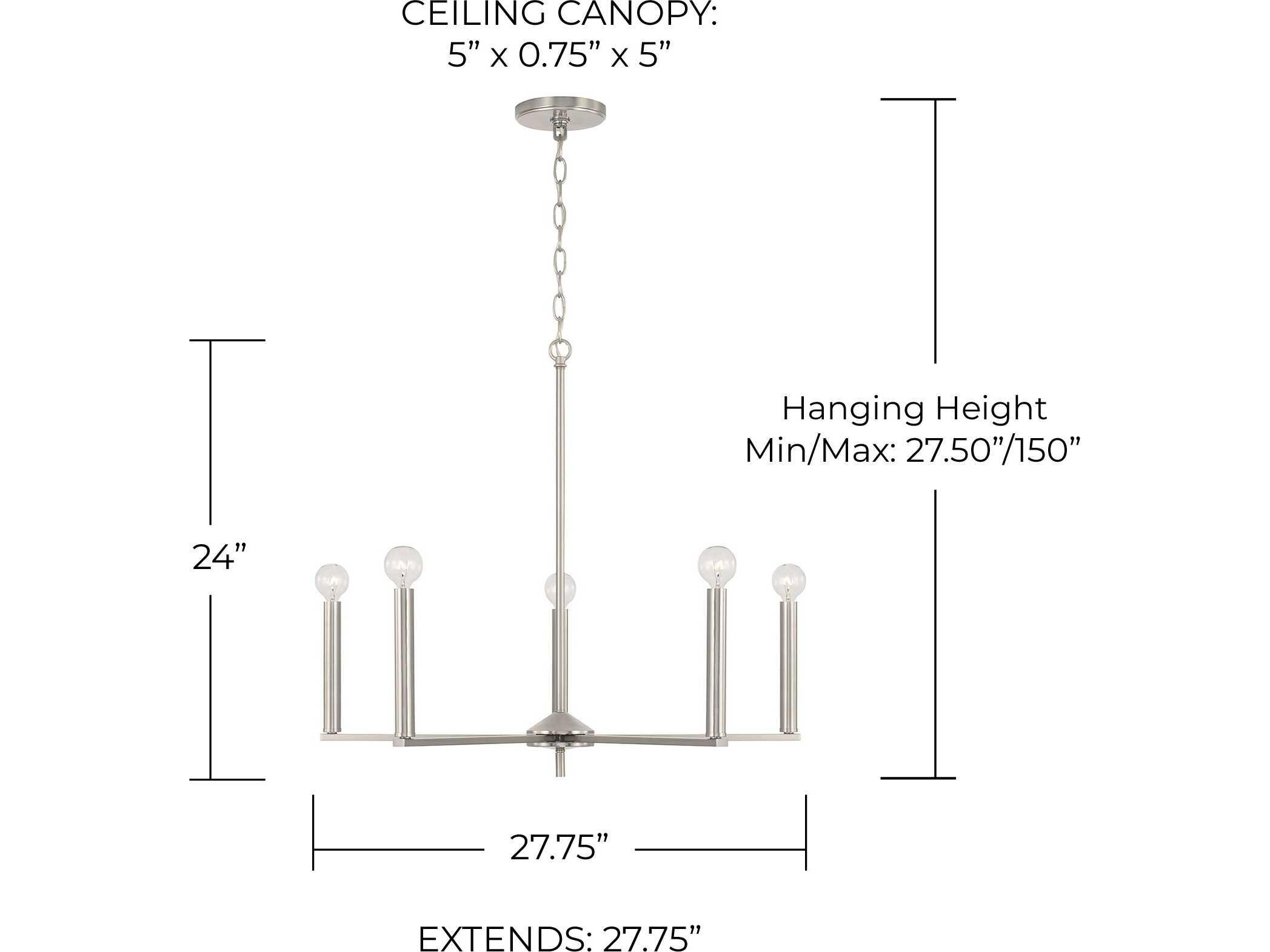 Capital Lighting Portman 5-Light Brushed Nickel Candelabra Chandelier