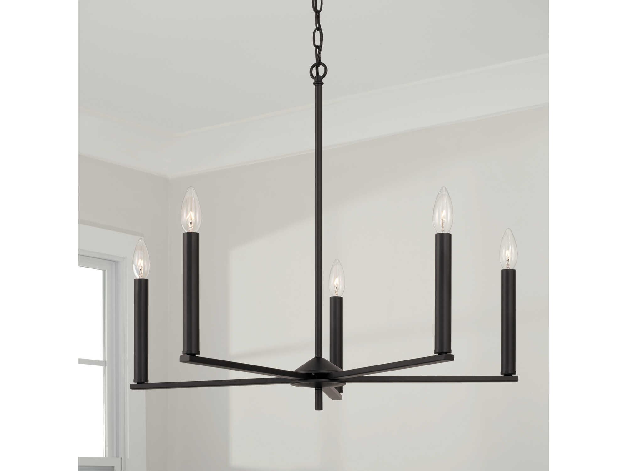 Capital Lighting Portman 5-Light Matte Black Candelabra Chandelier