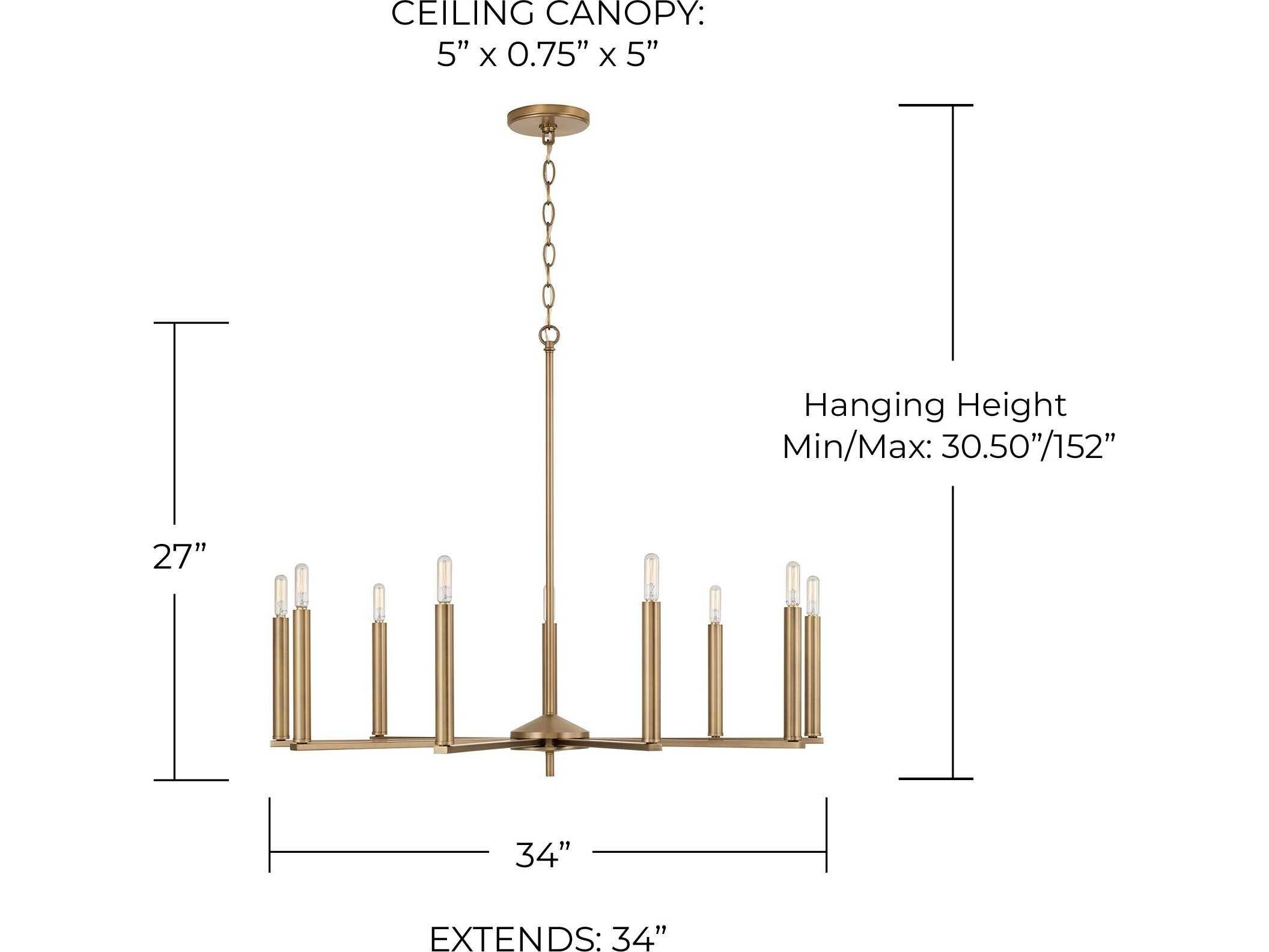 Capital Lighting Portman 9-Light Aged Brass Candelabra Chandelier