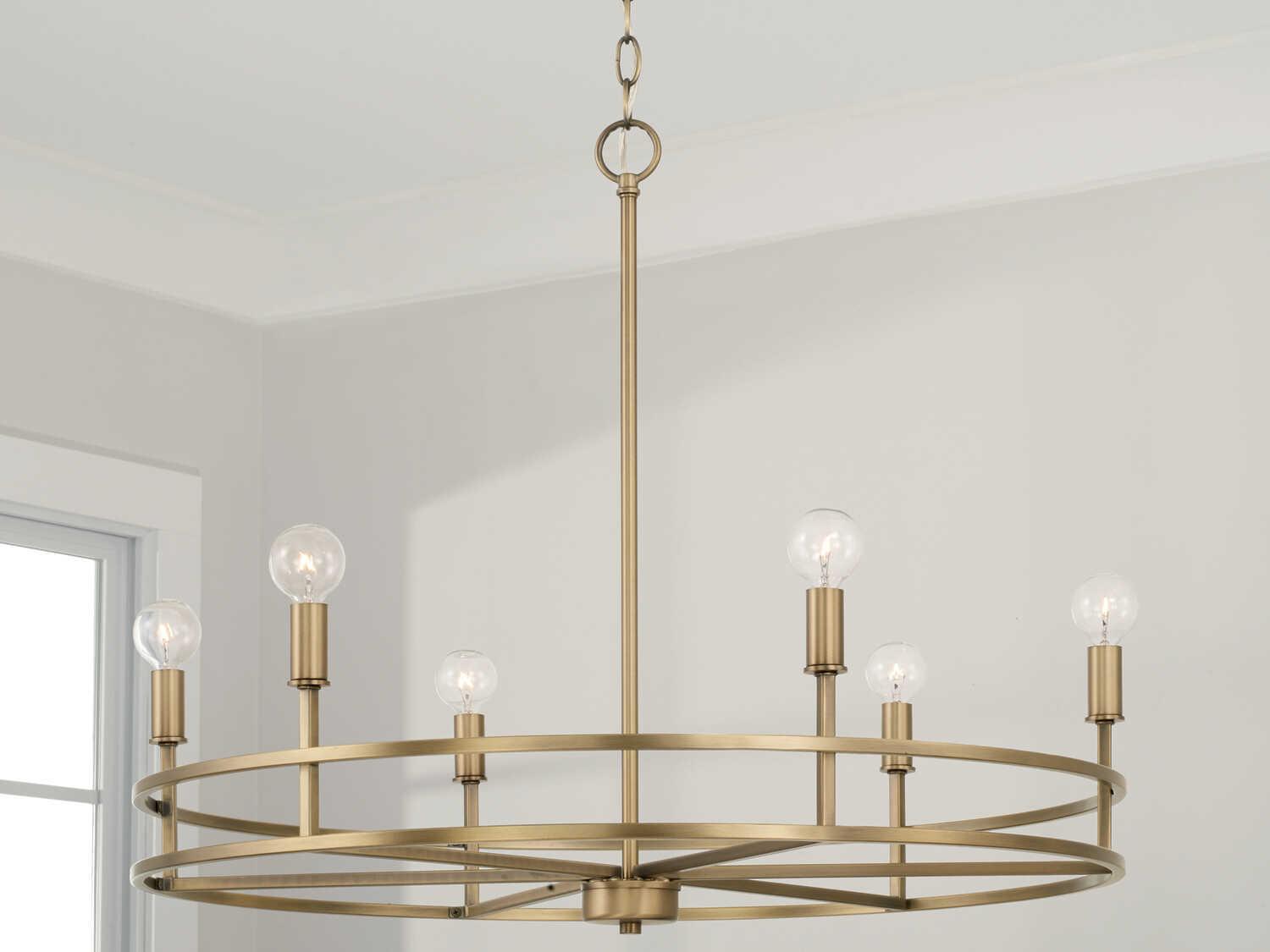 Capital Lighting Fuller 6-Light Aged Brass Candelabra Chandelier