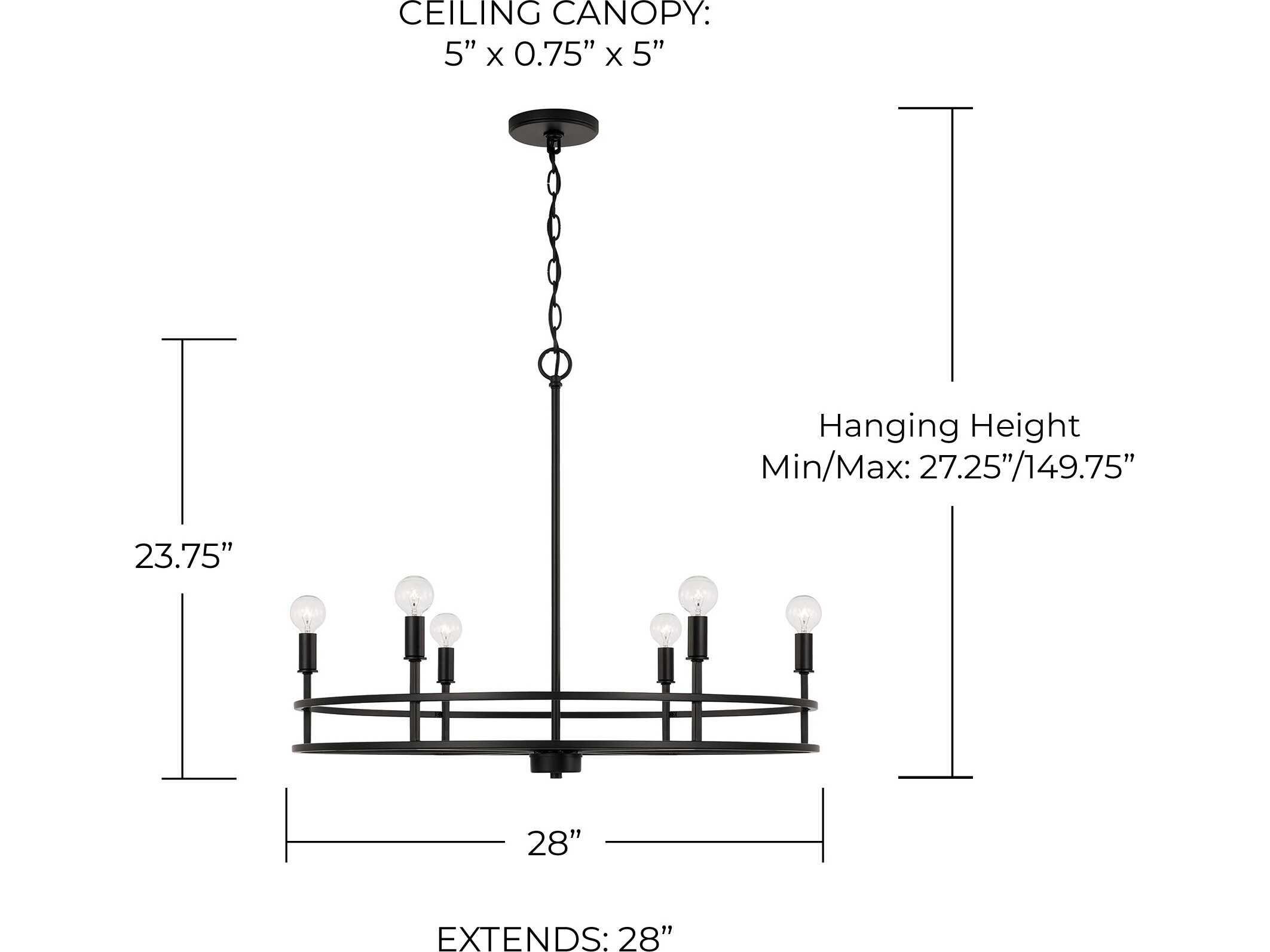 Capital Lighting Fuller 6-Light Matte Black Round Chandelier