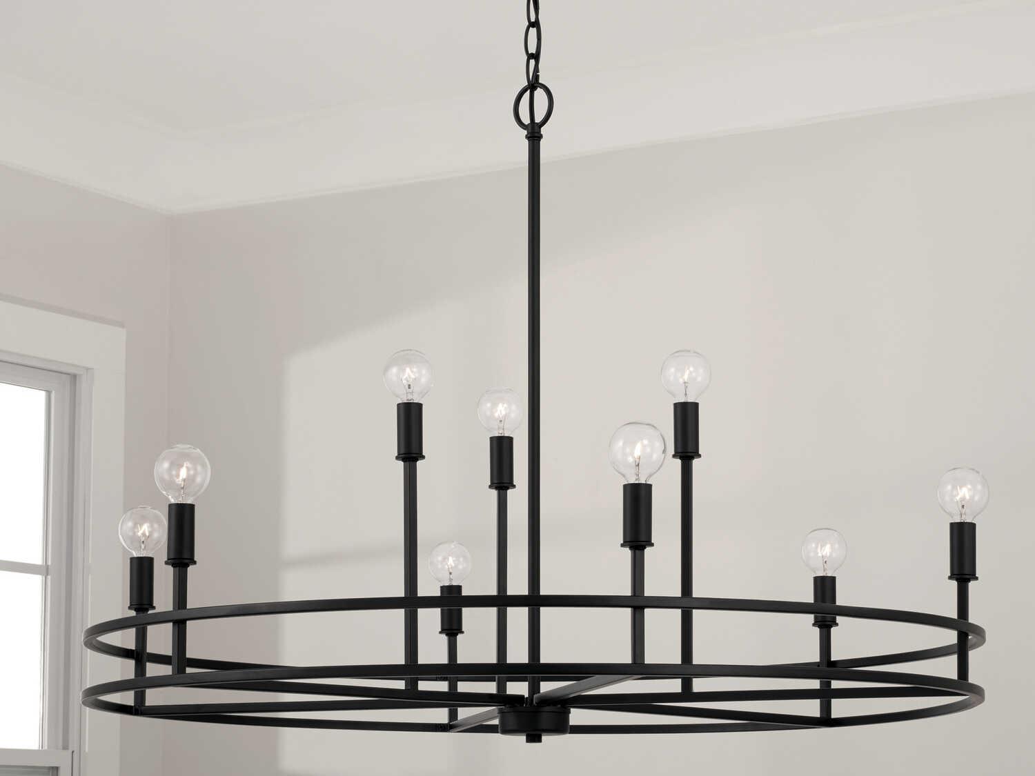 Capital Lighting Fuller 9-Light Matte Black Candelabra Round Chandelier