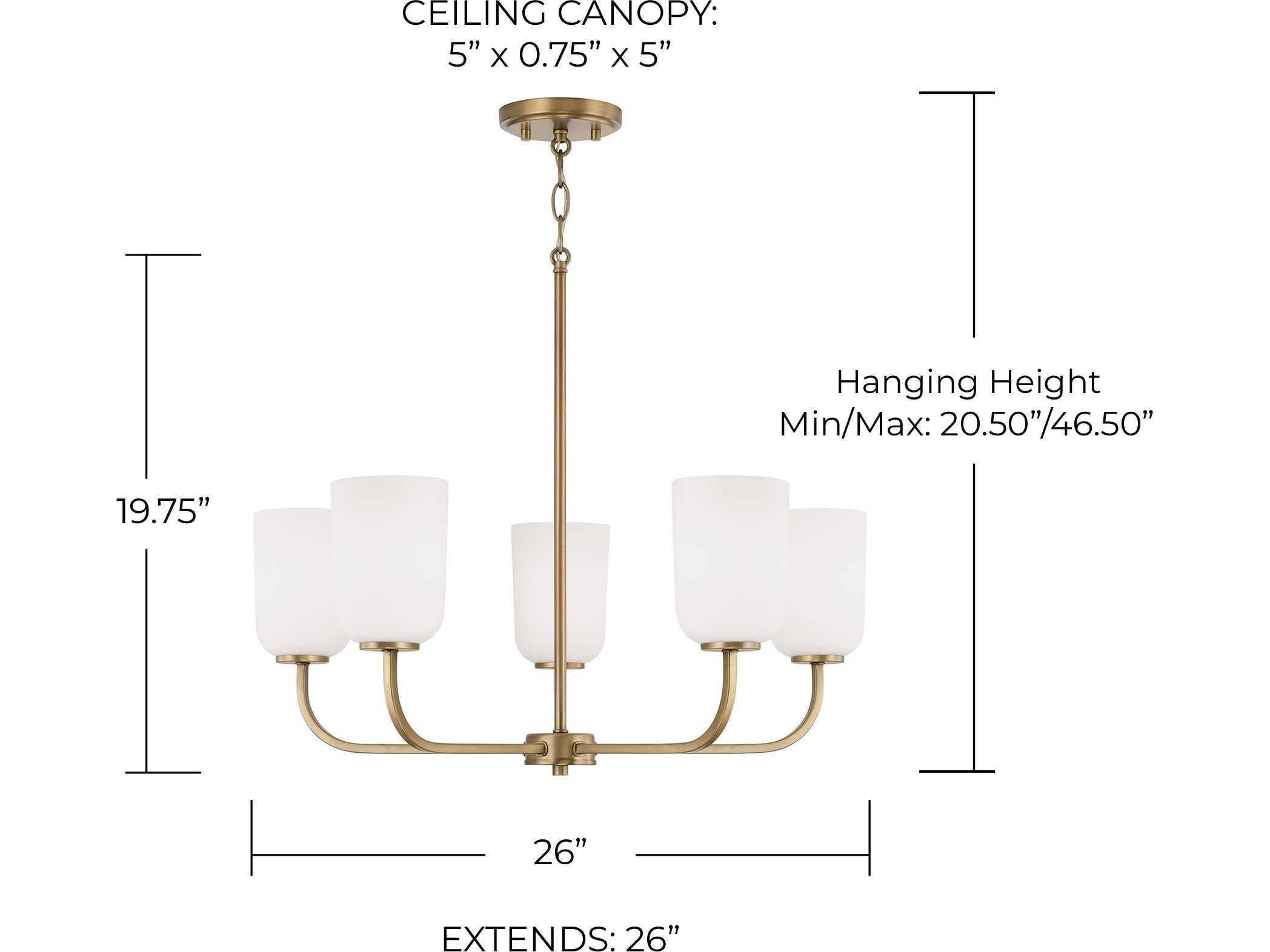 Capital Lighting Lawson 5-Light Aged Brass Glass Chandelier