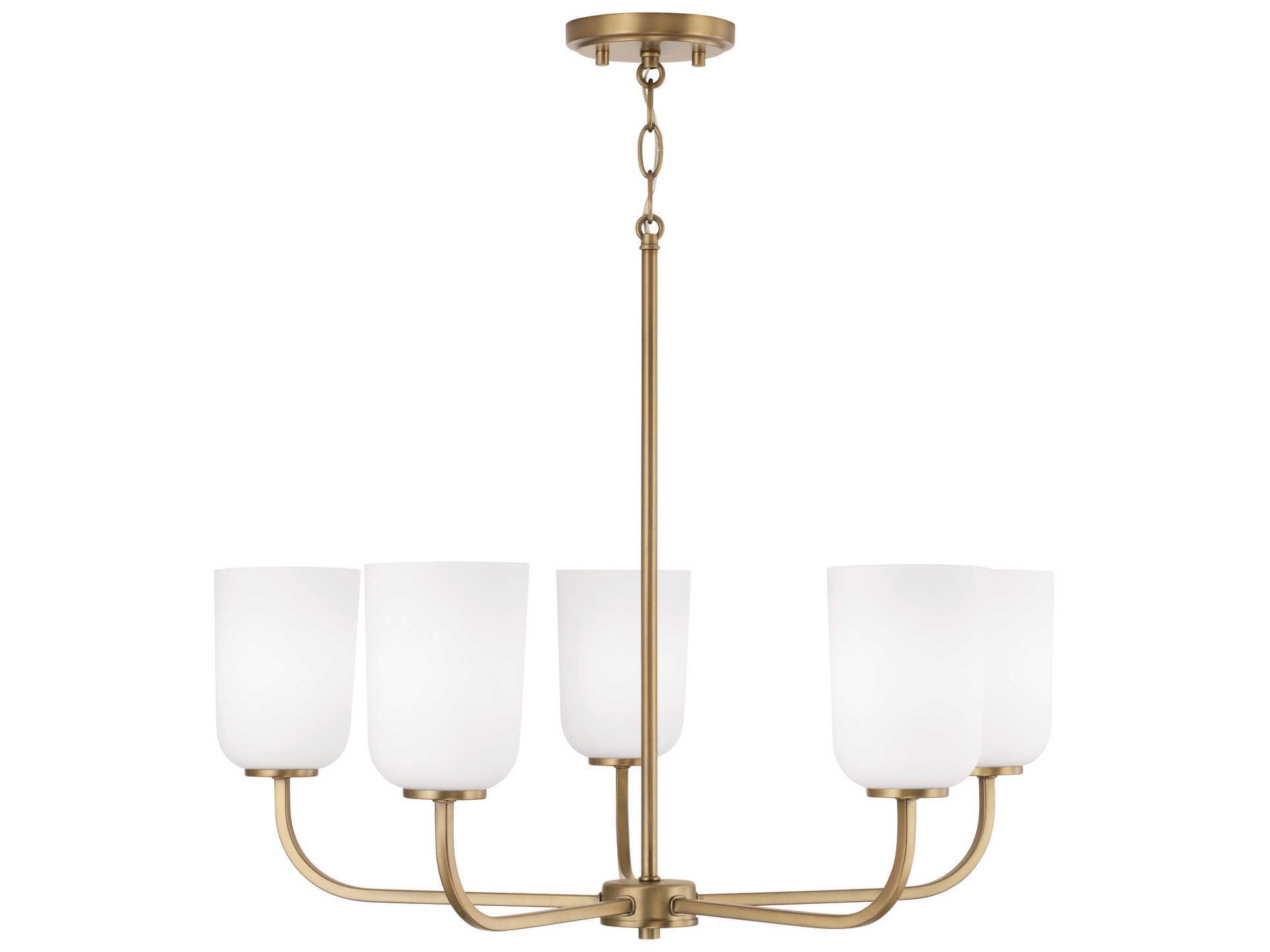 Capital Lighting Lawson 5-Light Aged Brass Glass Chandelier