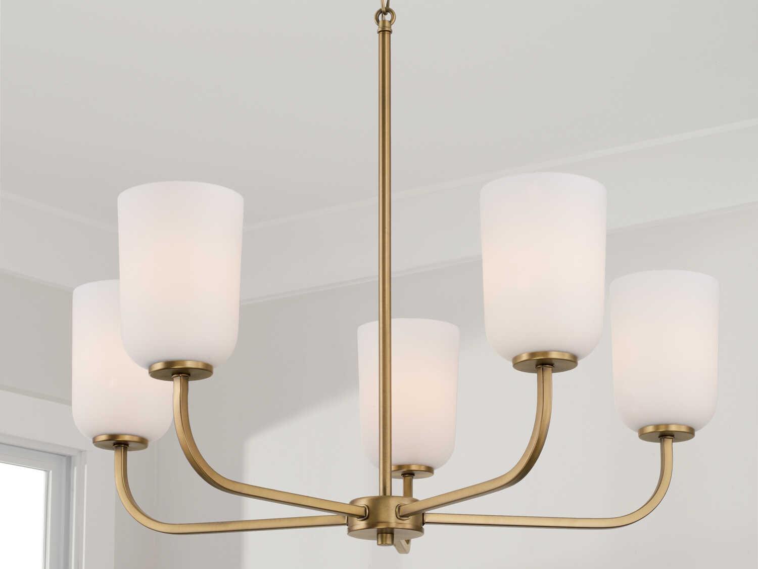 Capital Lighting Lawson 5-Light Aged Brass Glass Chandelier
