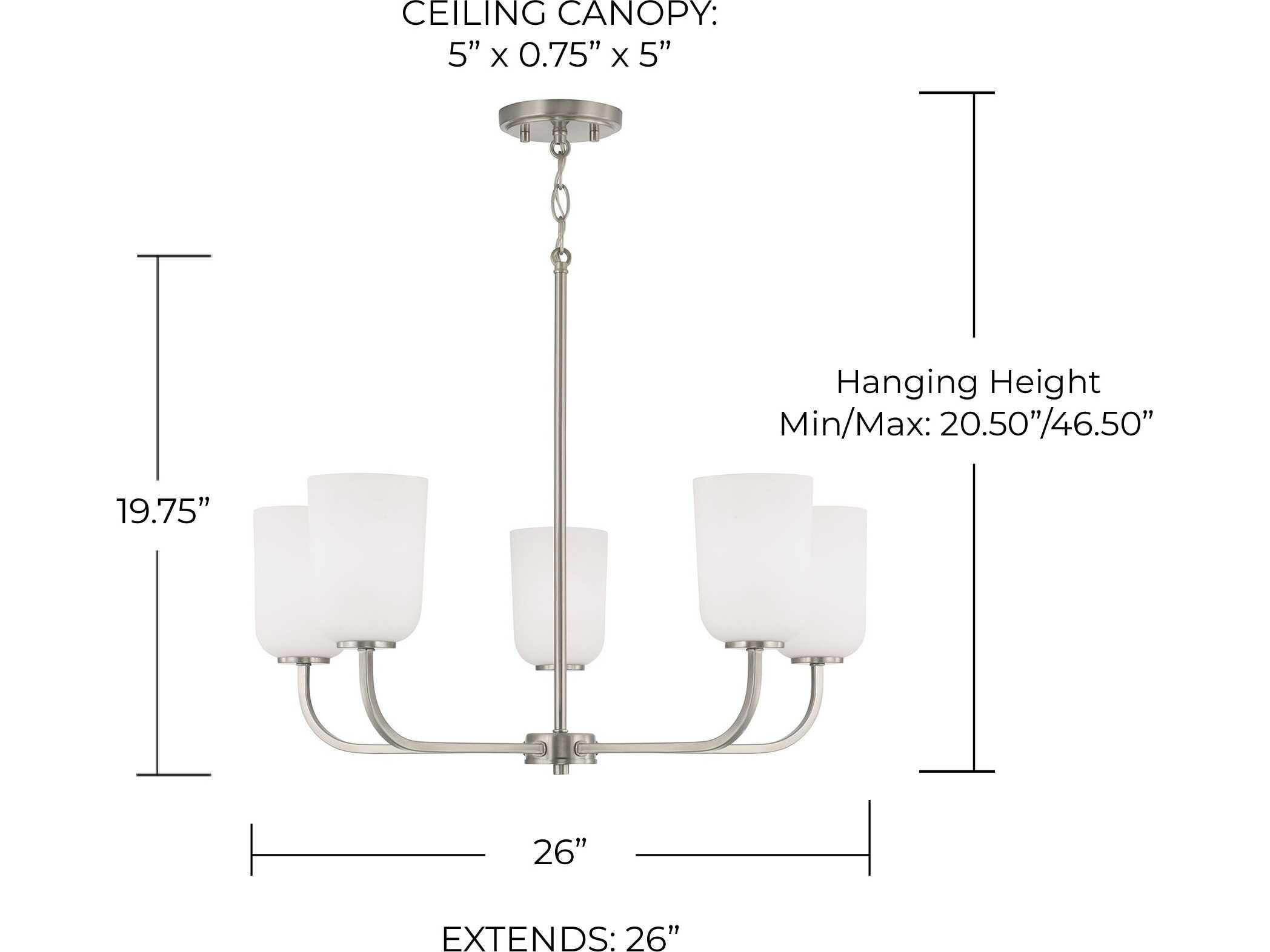 Capital Lighting Lawson 5-Light Brushed Nickel Glass Chandelier