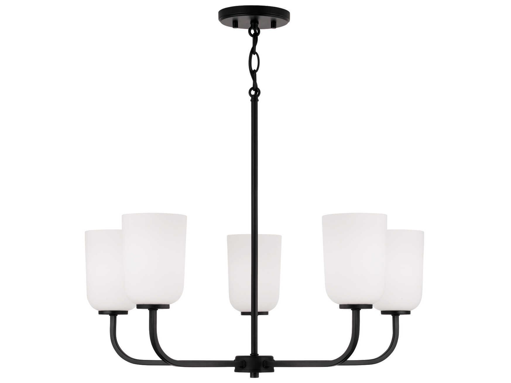 Capital Lighting Lawson 5-Light Matte Black Glass Chandelier
