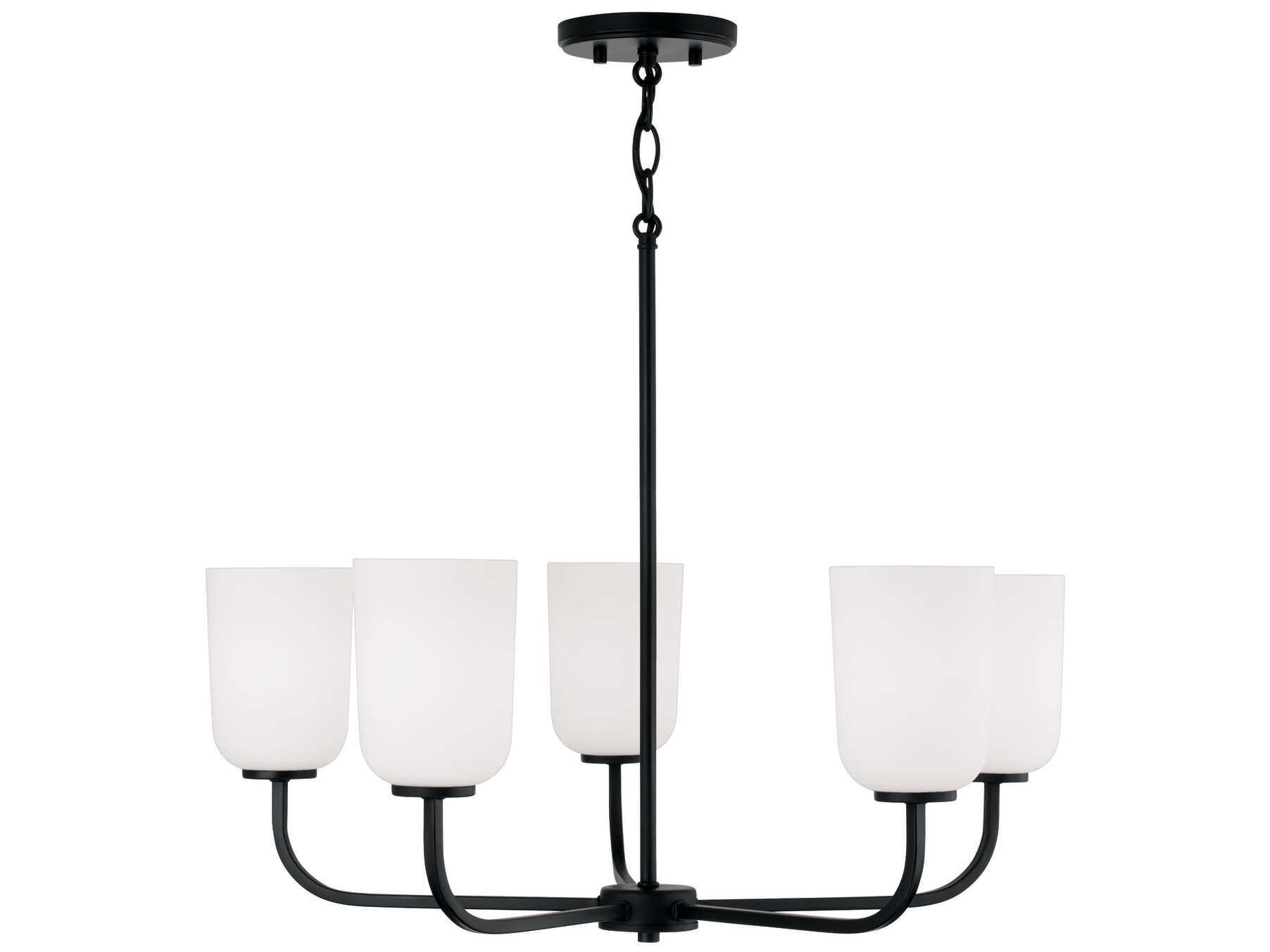 Capital Lighting Lawson 5-Light Matte Black Glass Chandelier