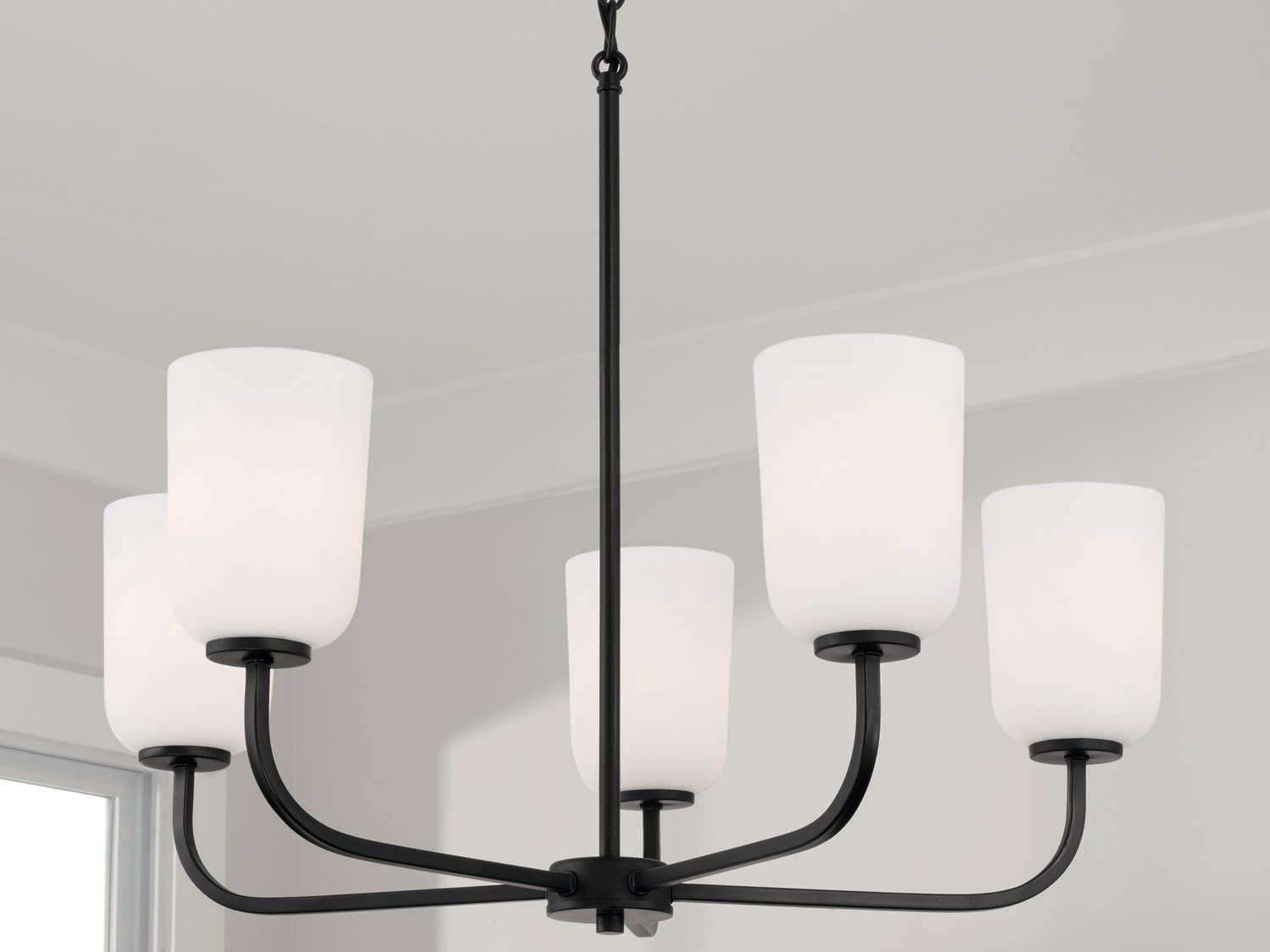 Capital Lighting Lawson 5-Light Matte Black Glass Chandelier