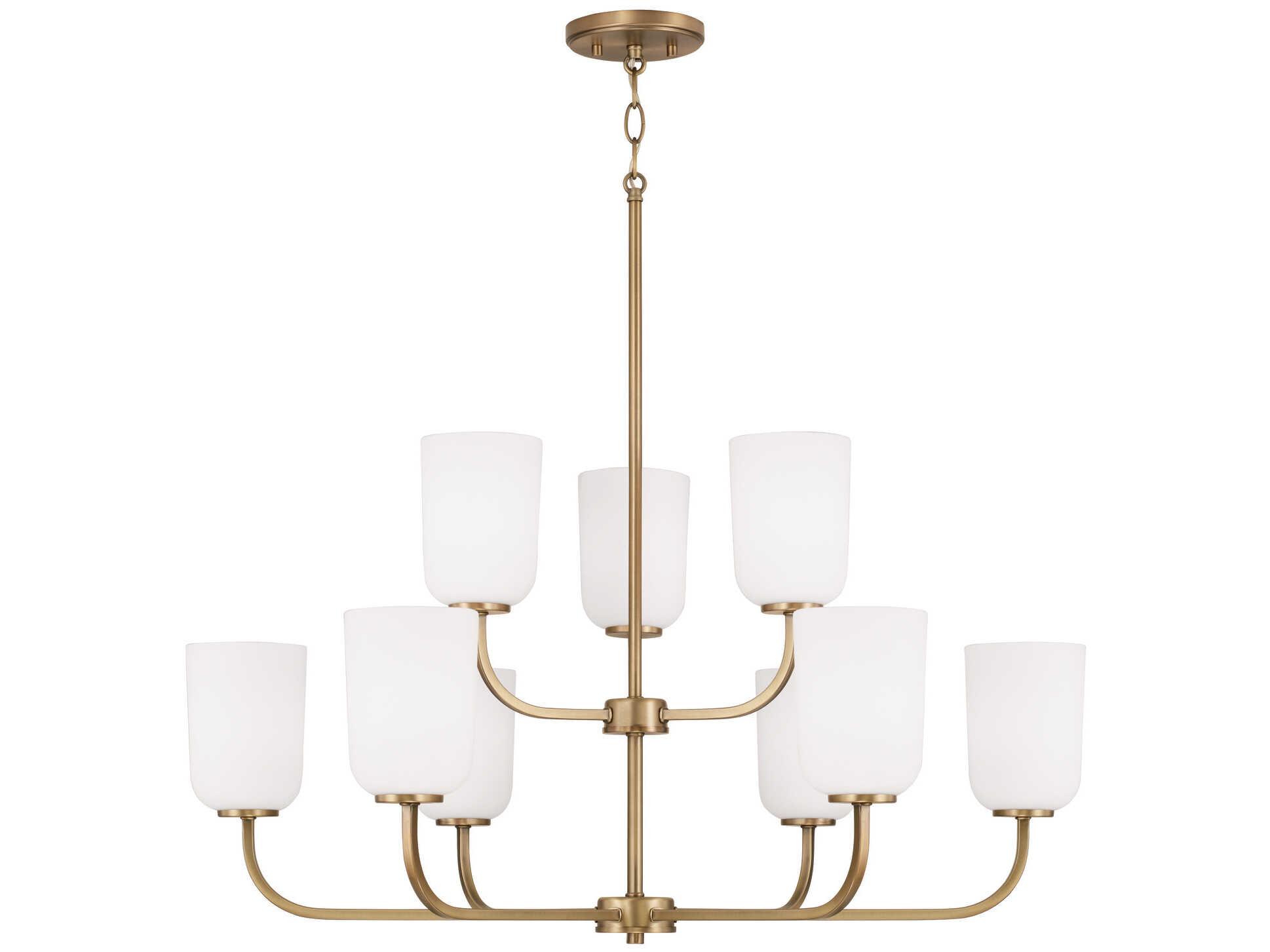 Capital Lighting Lawson 9-Light Aged Brass Glass Tiered Chandelier