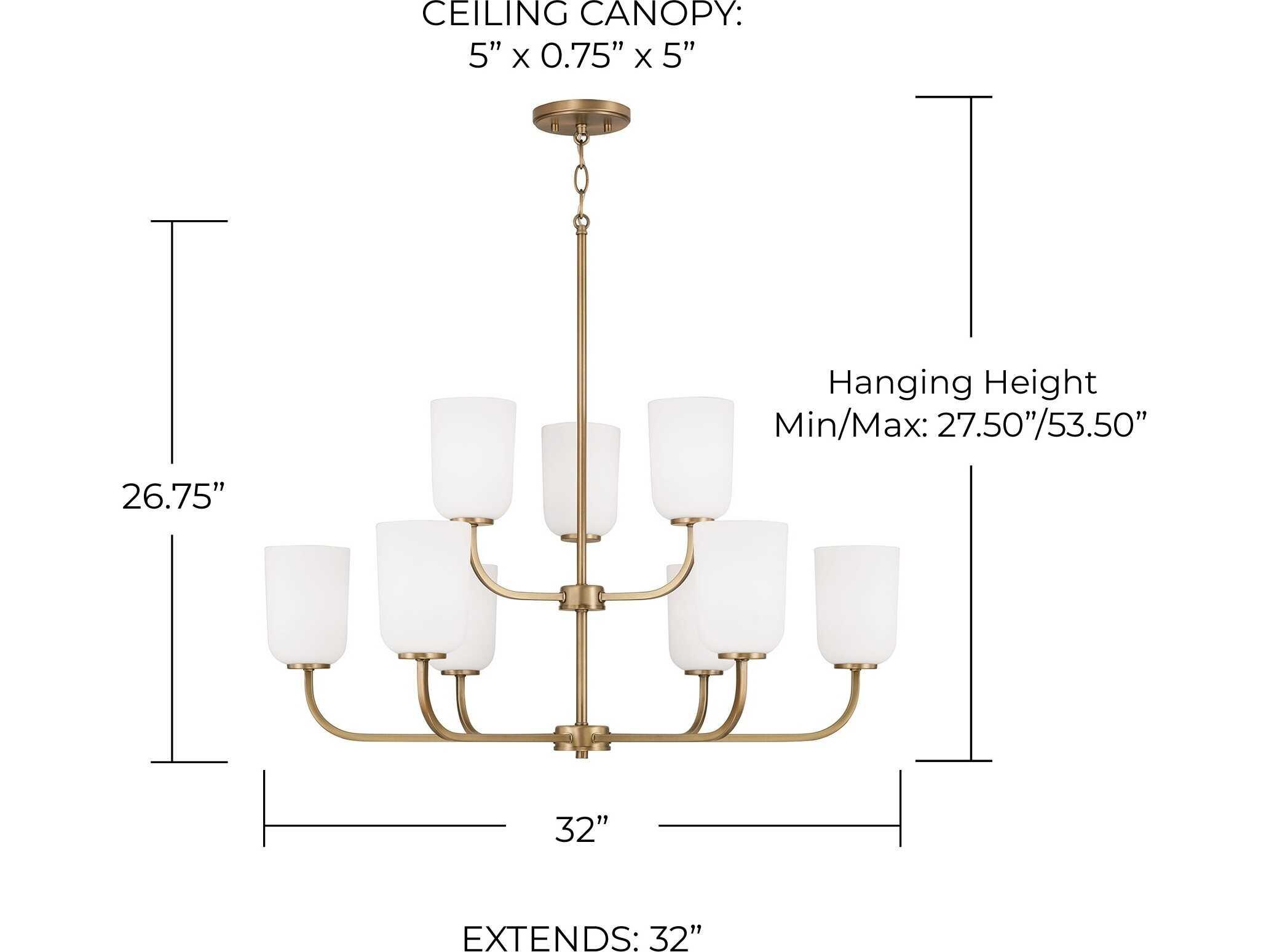 Capital Lighting Lawson 9-Light Aged Brass Glass Tiered Chandelier