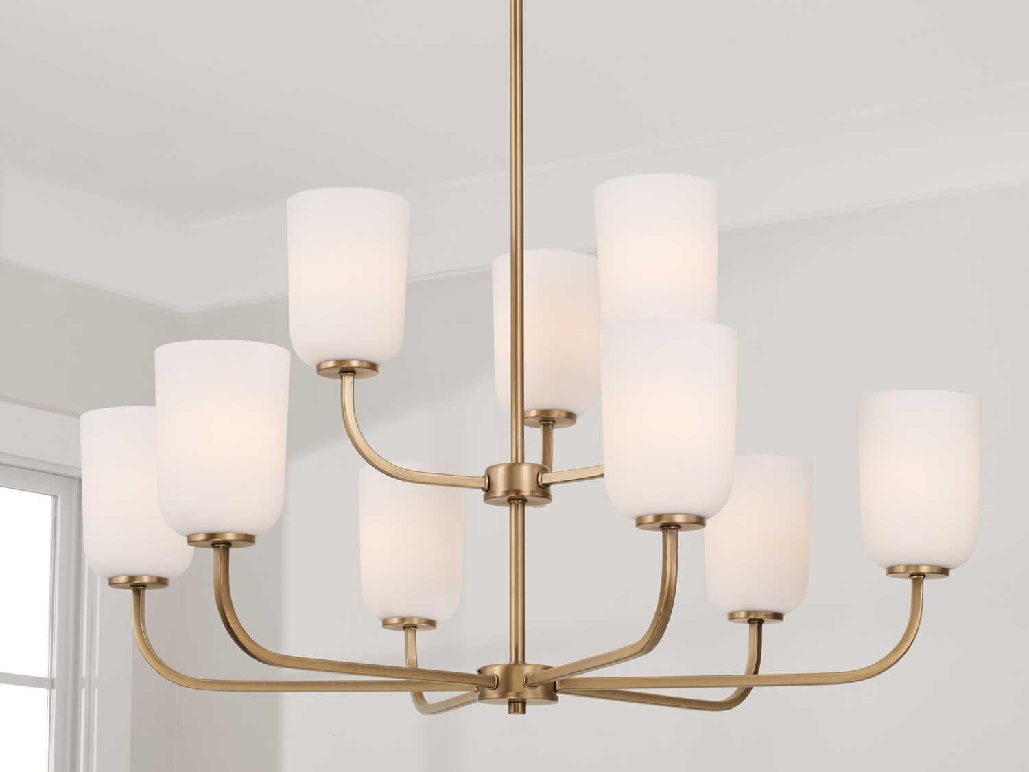 Capital Lighting Lawson 9-Light Aged Brass Glass Tiered Chandelier
