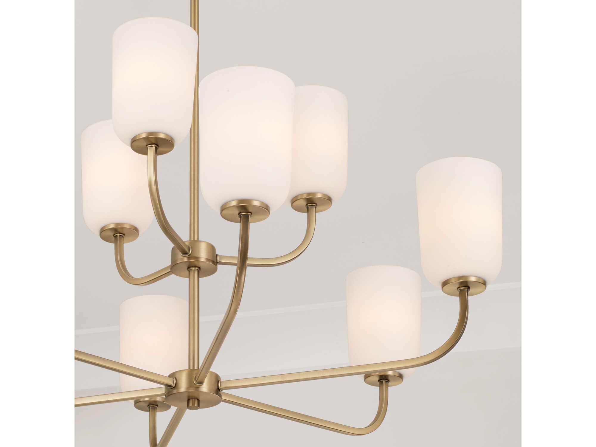 Capital Lighting Lawson 9-Light Aged Brass Glass Tiered Chandelier