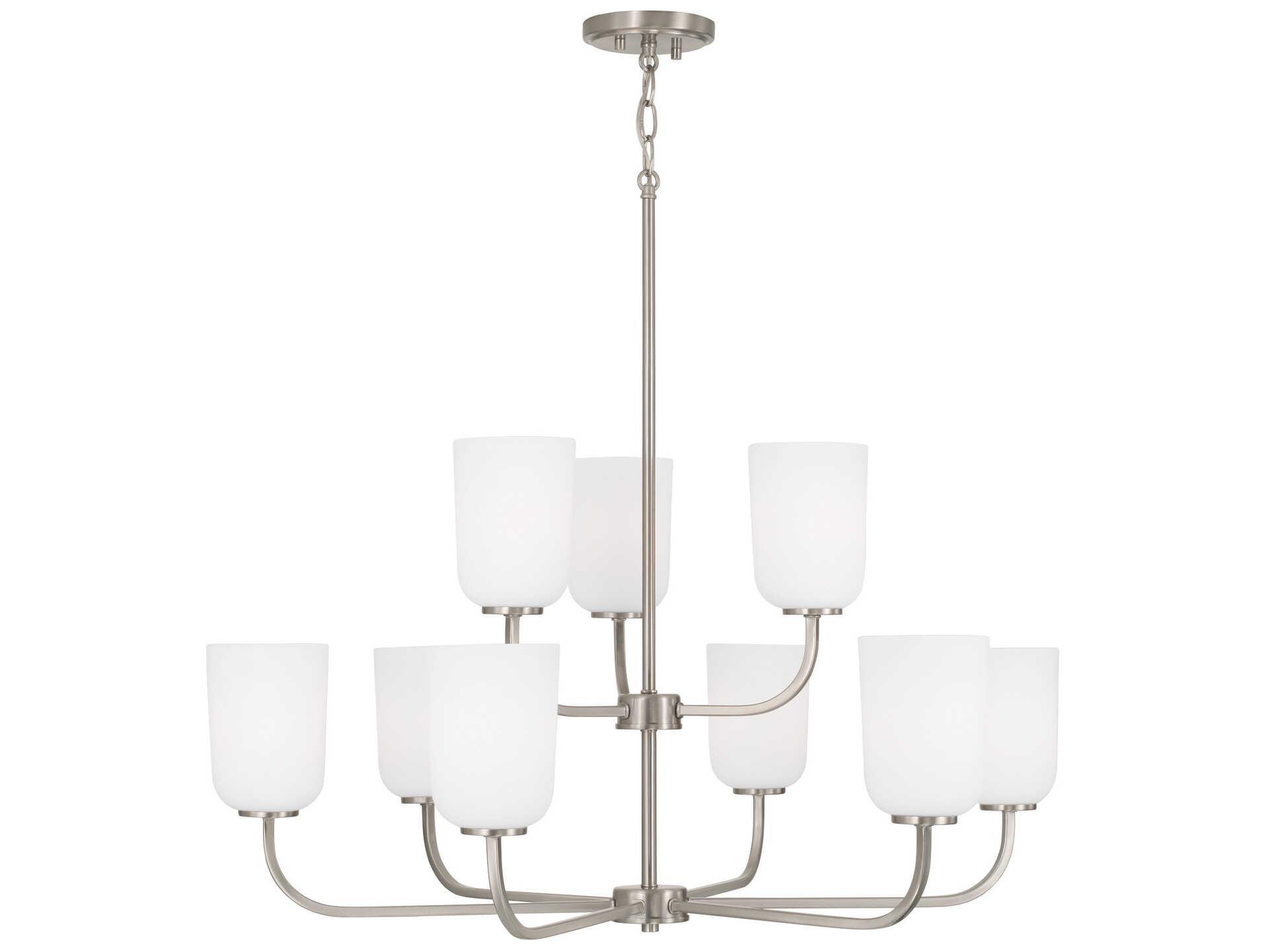 Capital Lighting Lawson 9-Light Brushed Nickel Glass Tiered Chandelier