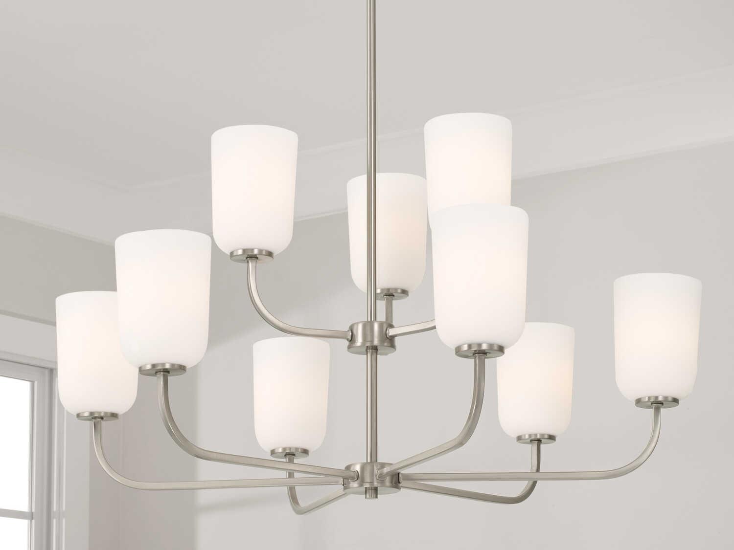 Capital Lighting Lawson 9-Light Brushed Nickel Glass Tiered Chandelier