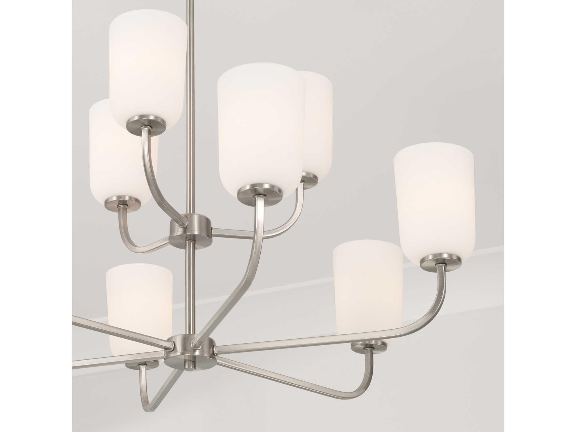 Capital Lighting Lawson 9-Light Brushed Nickel Glass Tiered Chandelier