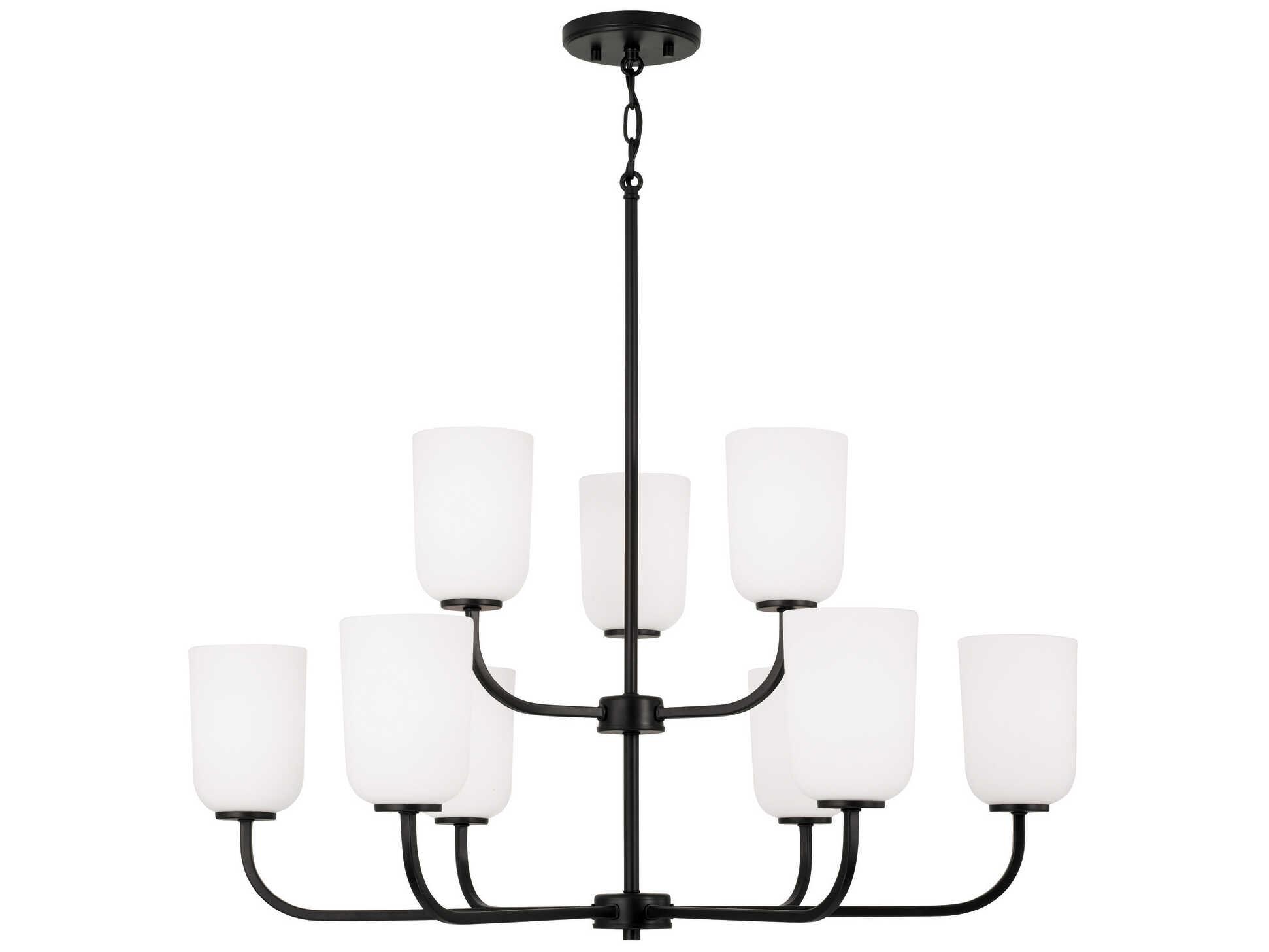 Capital Lighting Lawson 9-Light Matte Black Glass Tiered Chandelier