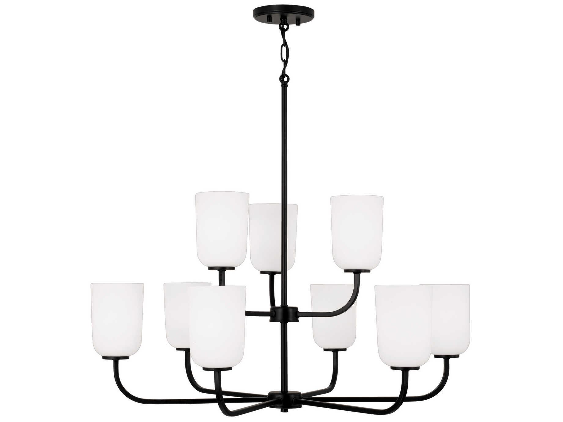 Capital Lighting Lawson 9-Light Matte Black Glass Tiered Chandelier