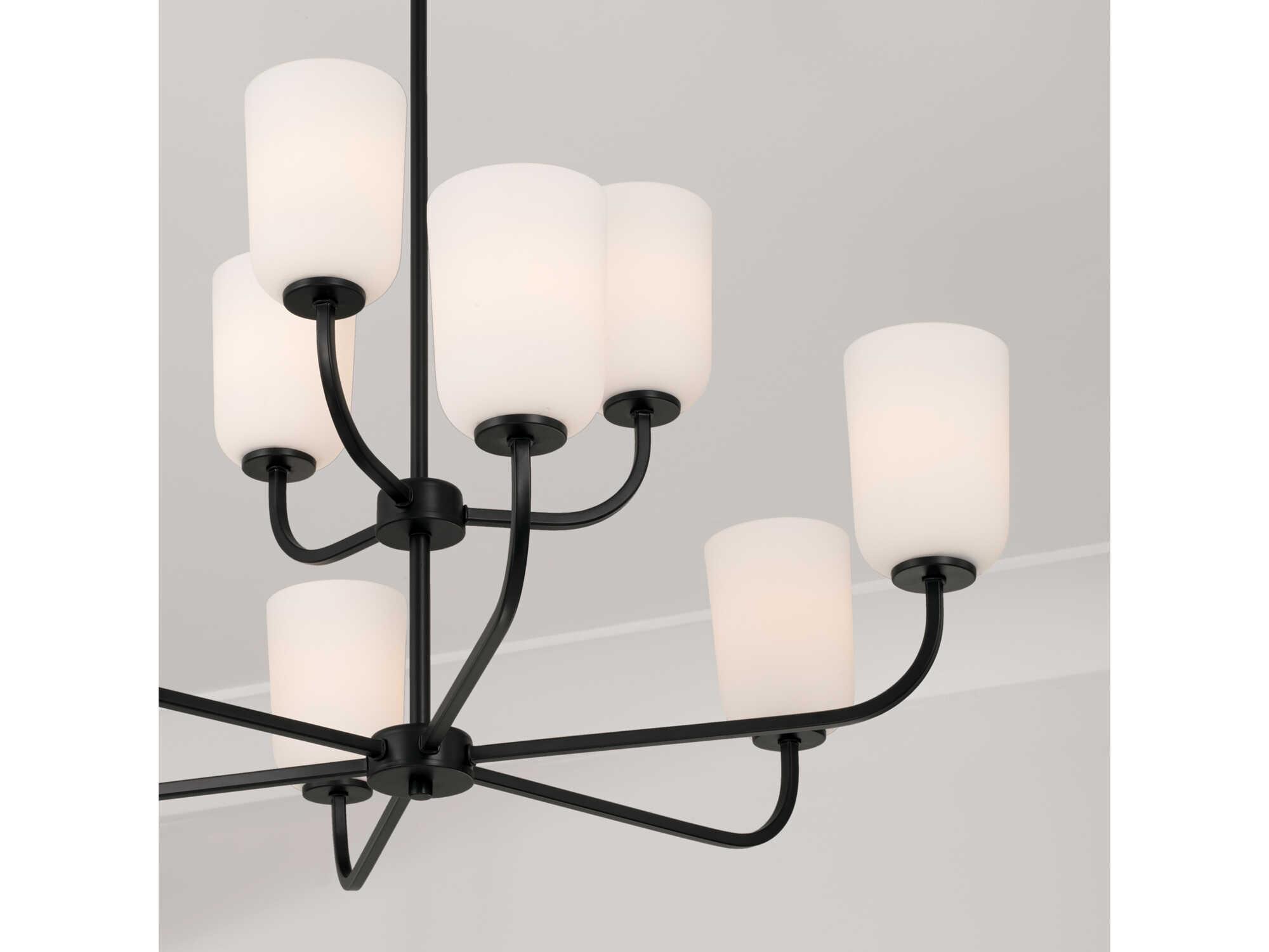 Capital Lighting Lawson 9-Light Matte Black Glass Tiered Chandelier