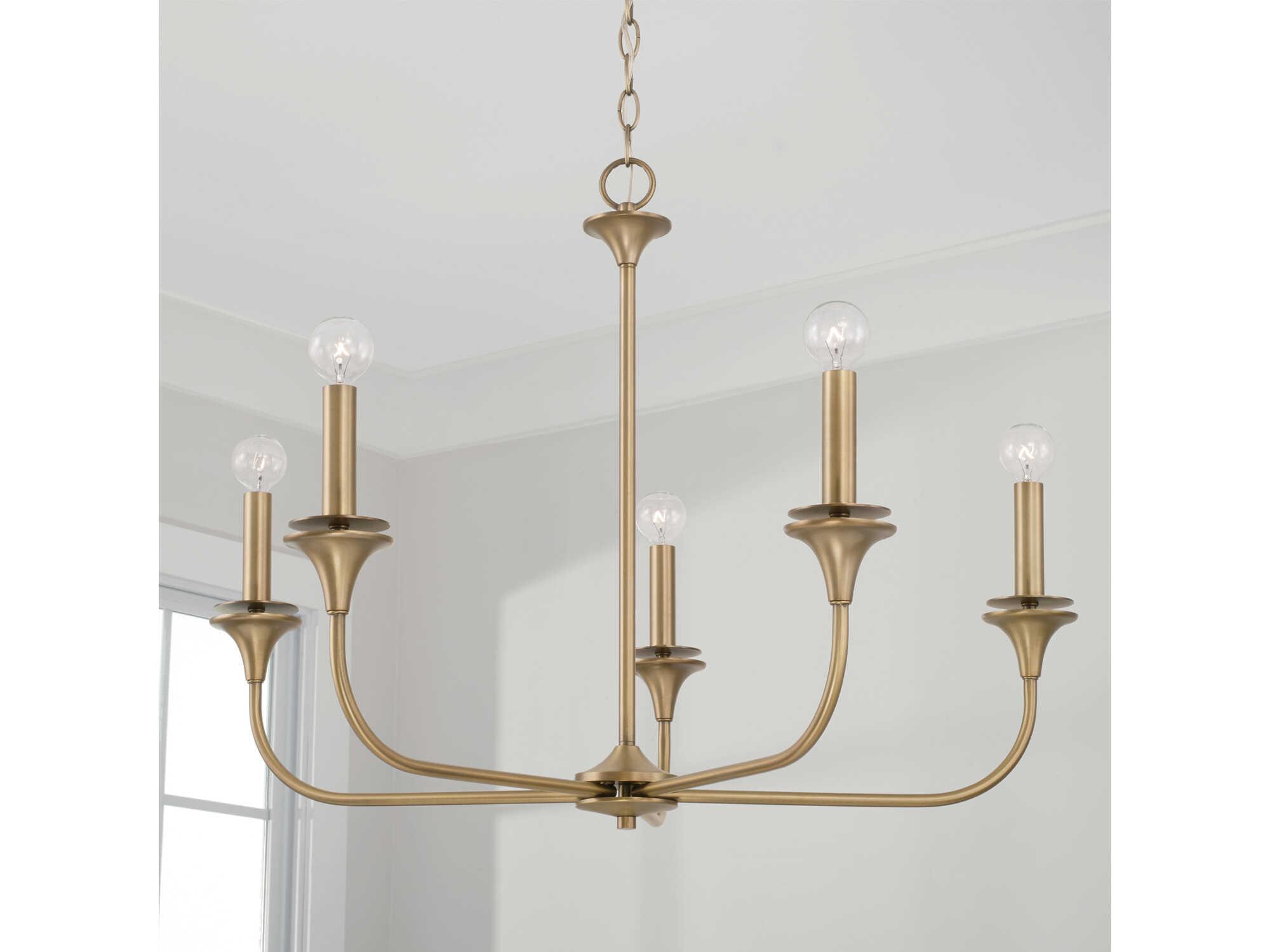 Capital Lighting Presley 5-Light Aged Brass Candelabra Chandelier
