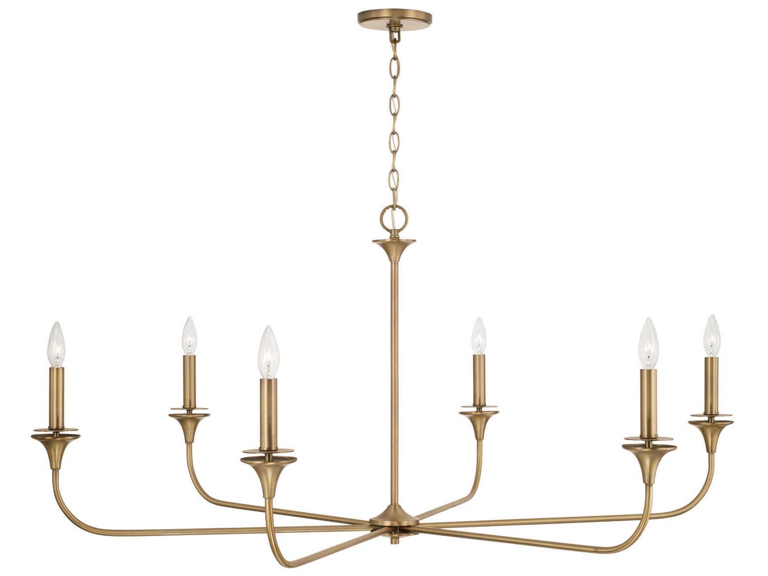 Capital Lighting Presley 6-Light Aged Brass Candelabra Chandelier
