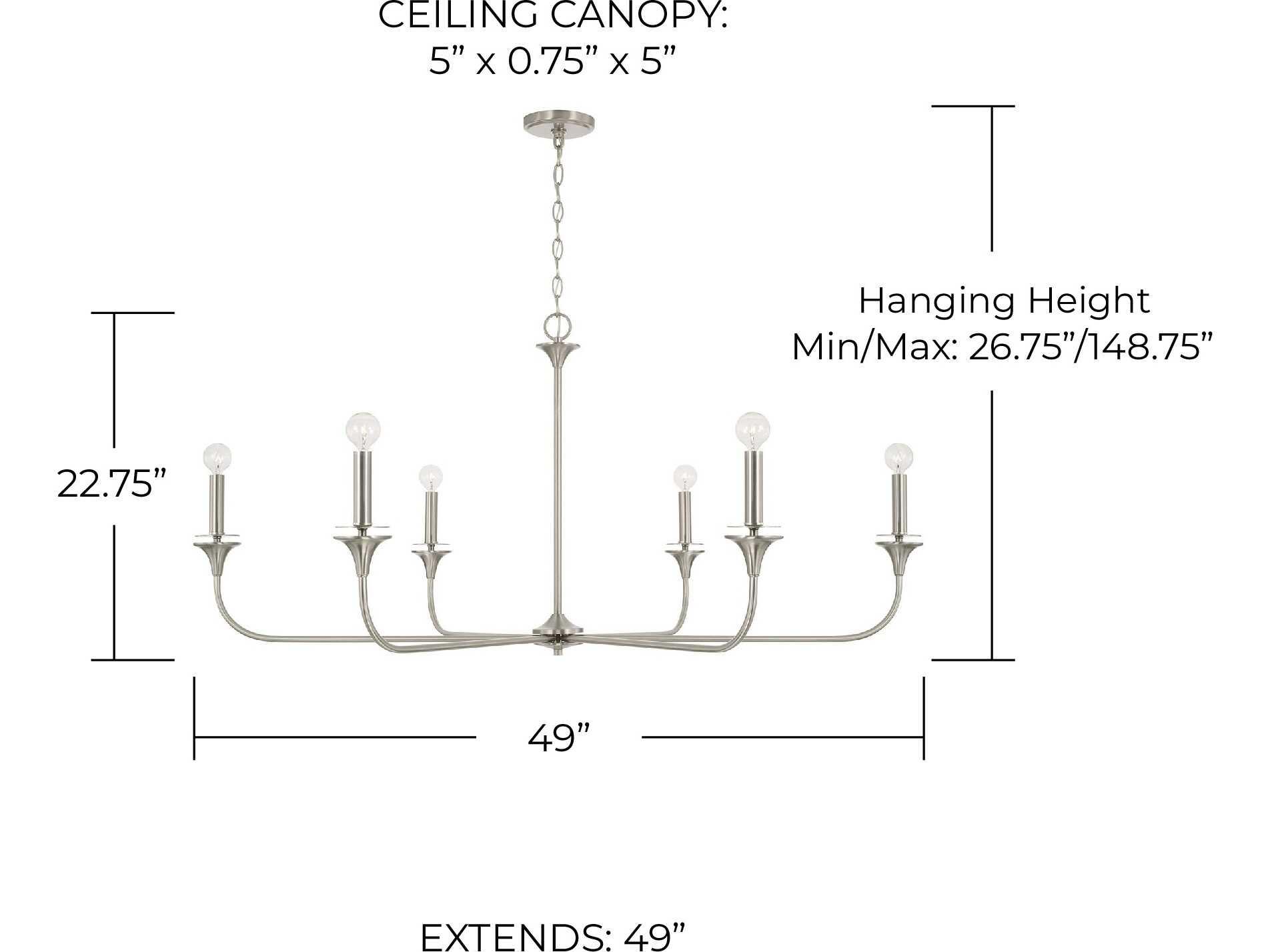 Capital Lighting Presley 6-Light Brushed Nickel Candelabra Chandelier