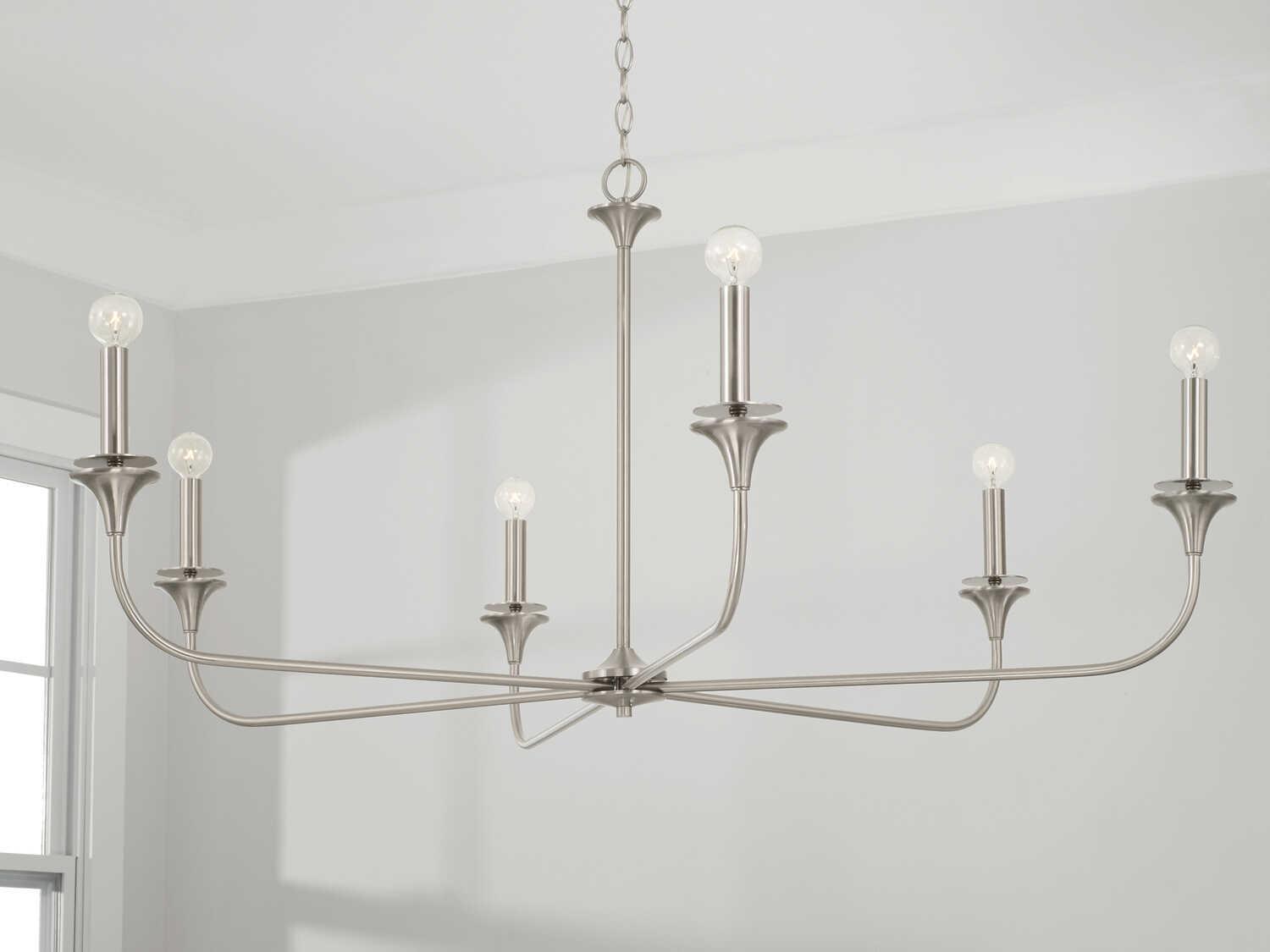 Capital Lighting Presley 6-Light Brushed Nickel Candelabra Chandelier