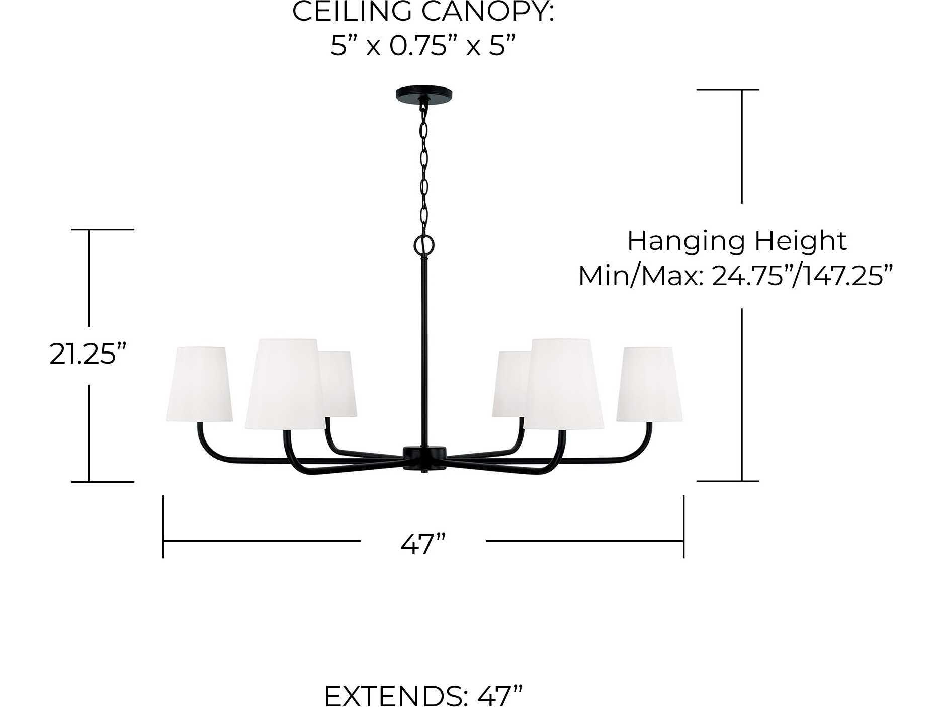 Capital Lighting Brody 6-Light Matte Black Empire Chandelier