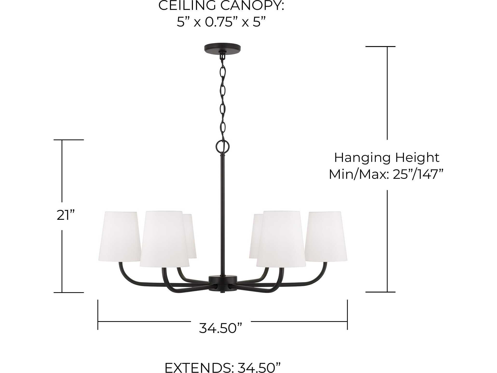 Capital Lighting Brody 6-Light Matte Black Empire Chandelier